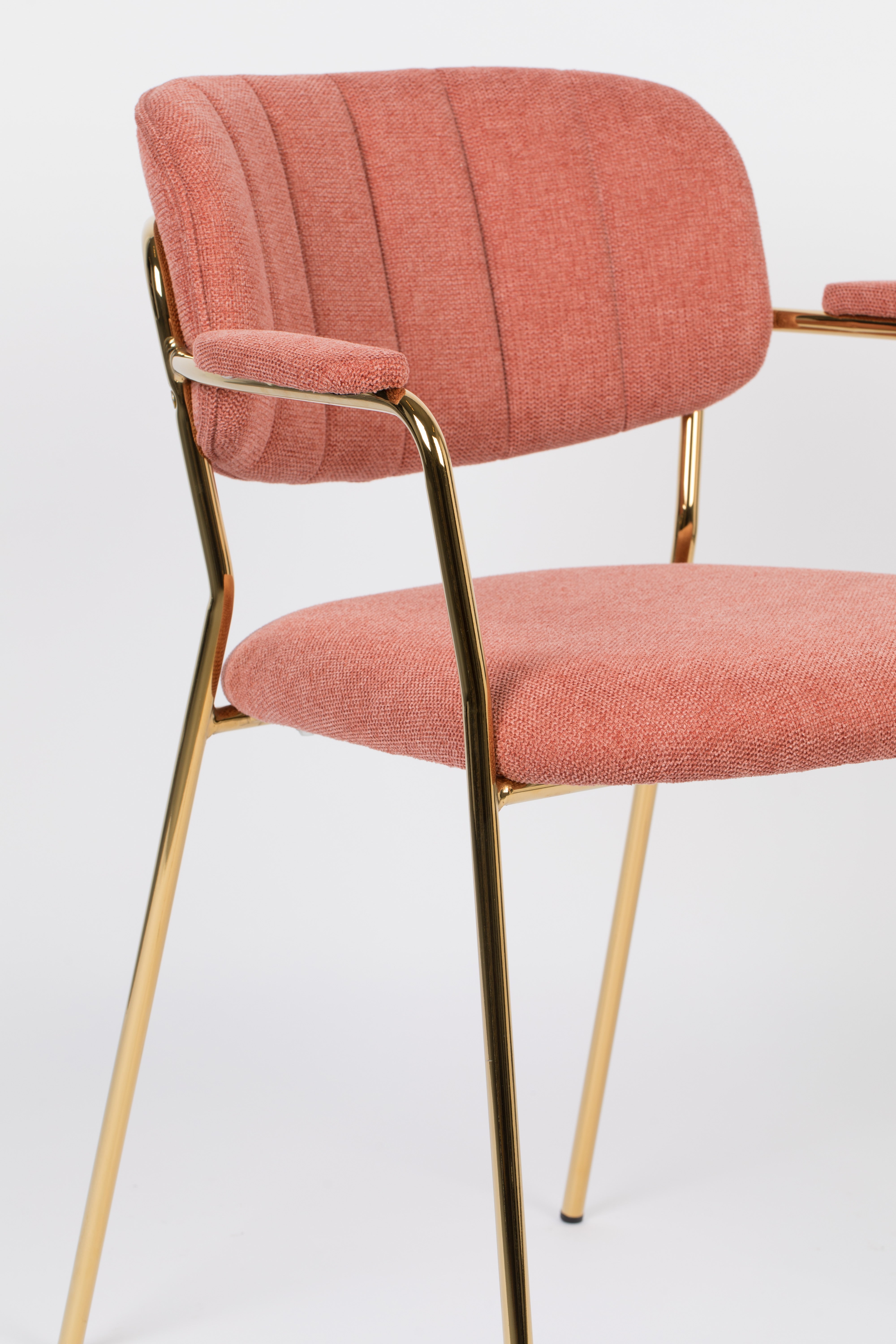 Chair with armrests Jolien Pink with a golden base