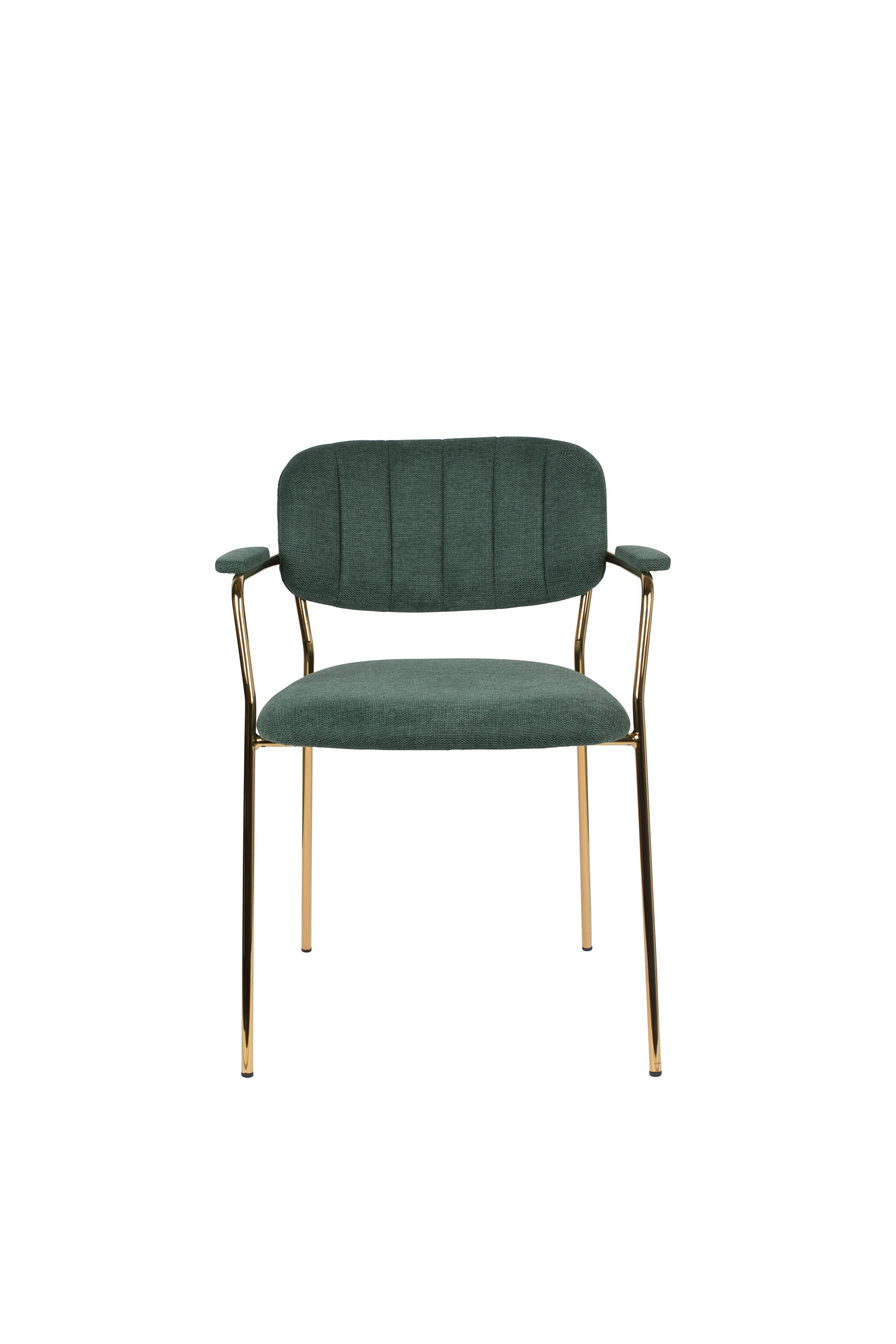 Chair with armrests Jolien Dark green with a golden base