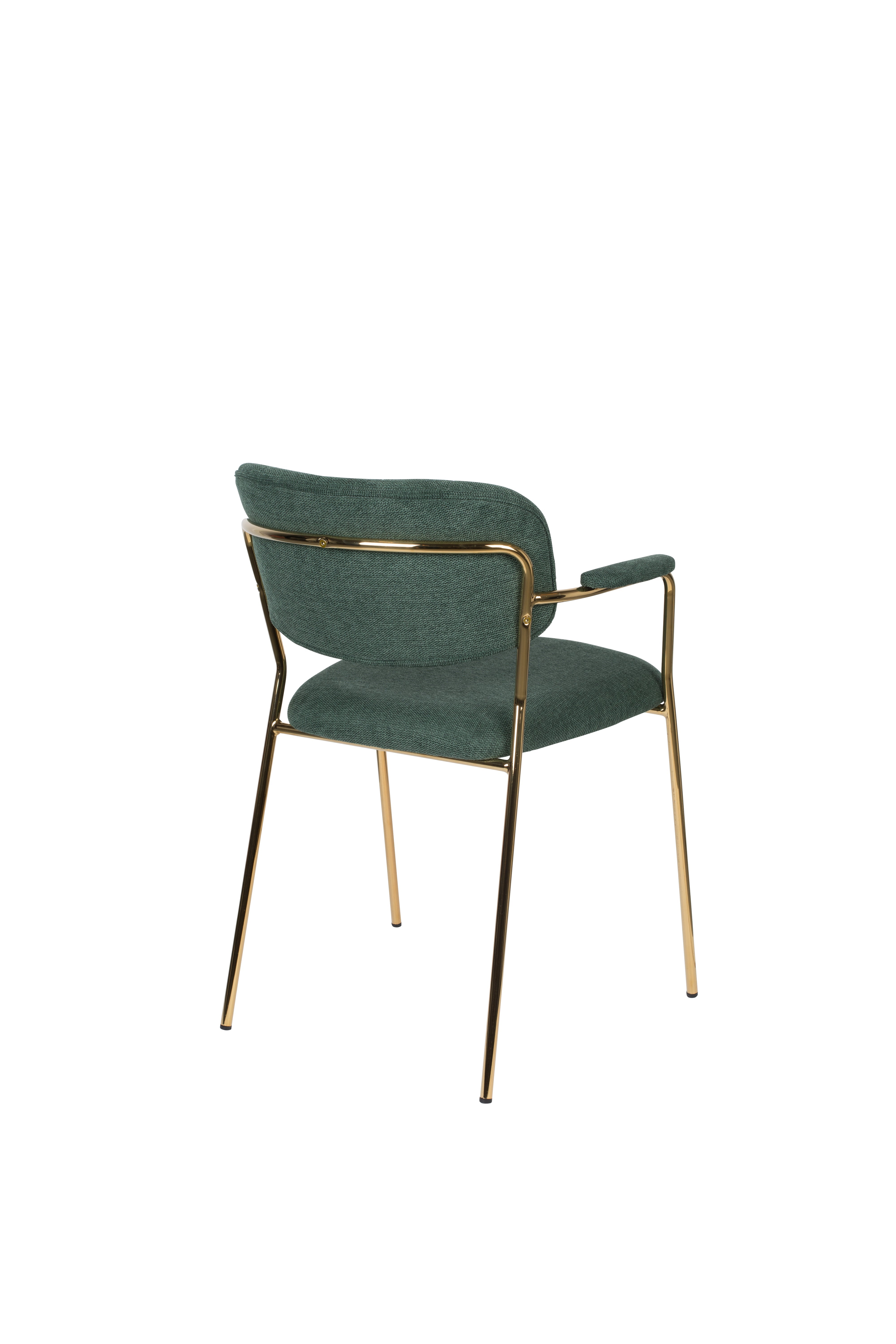 Chair with armrests Jolien Dark green with a golden base