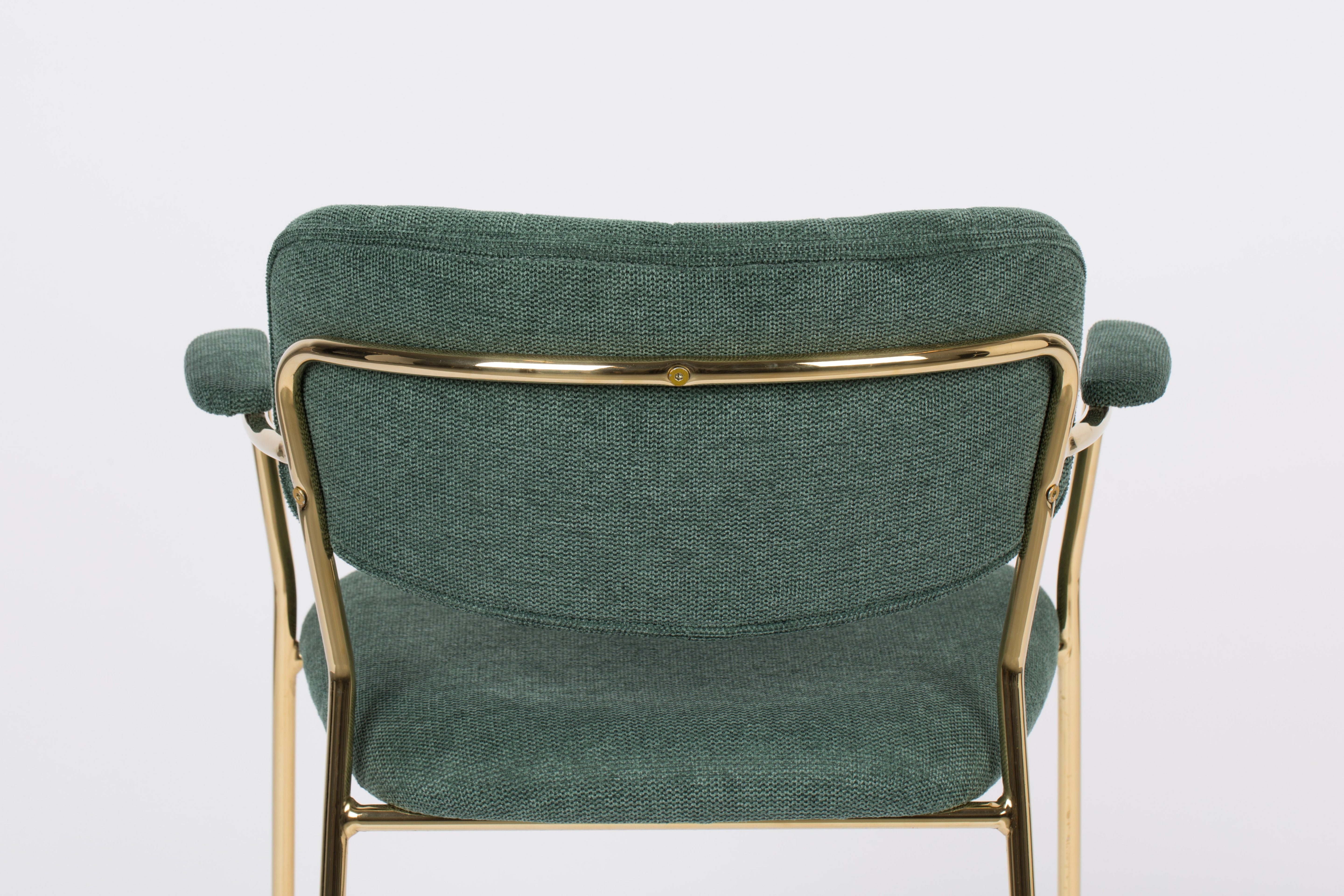 Chair with armrests Jolien Dark green with a golden base