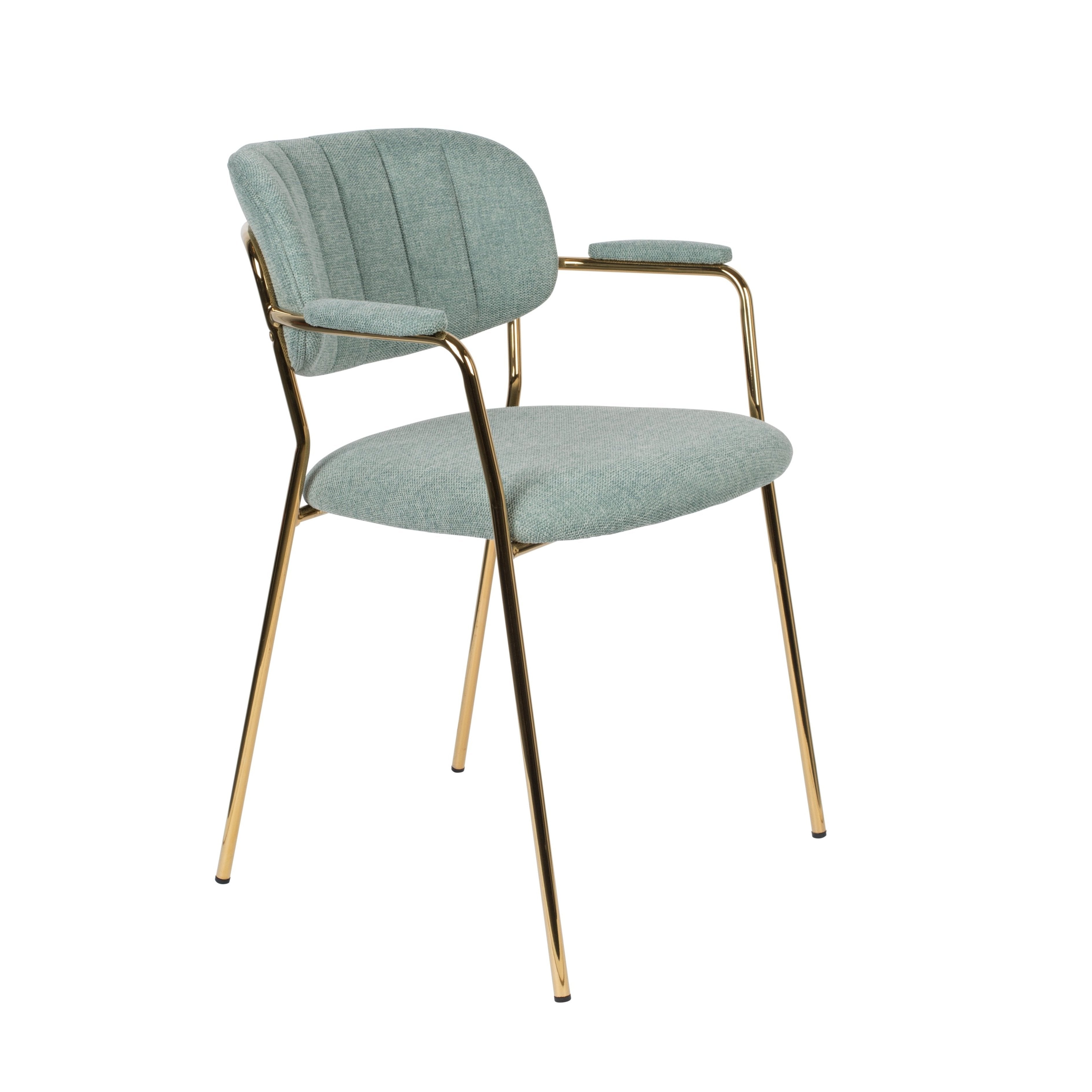 Chair with armrests Jolien light green with a golden base