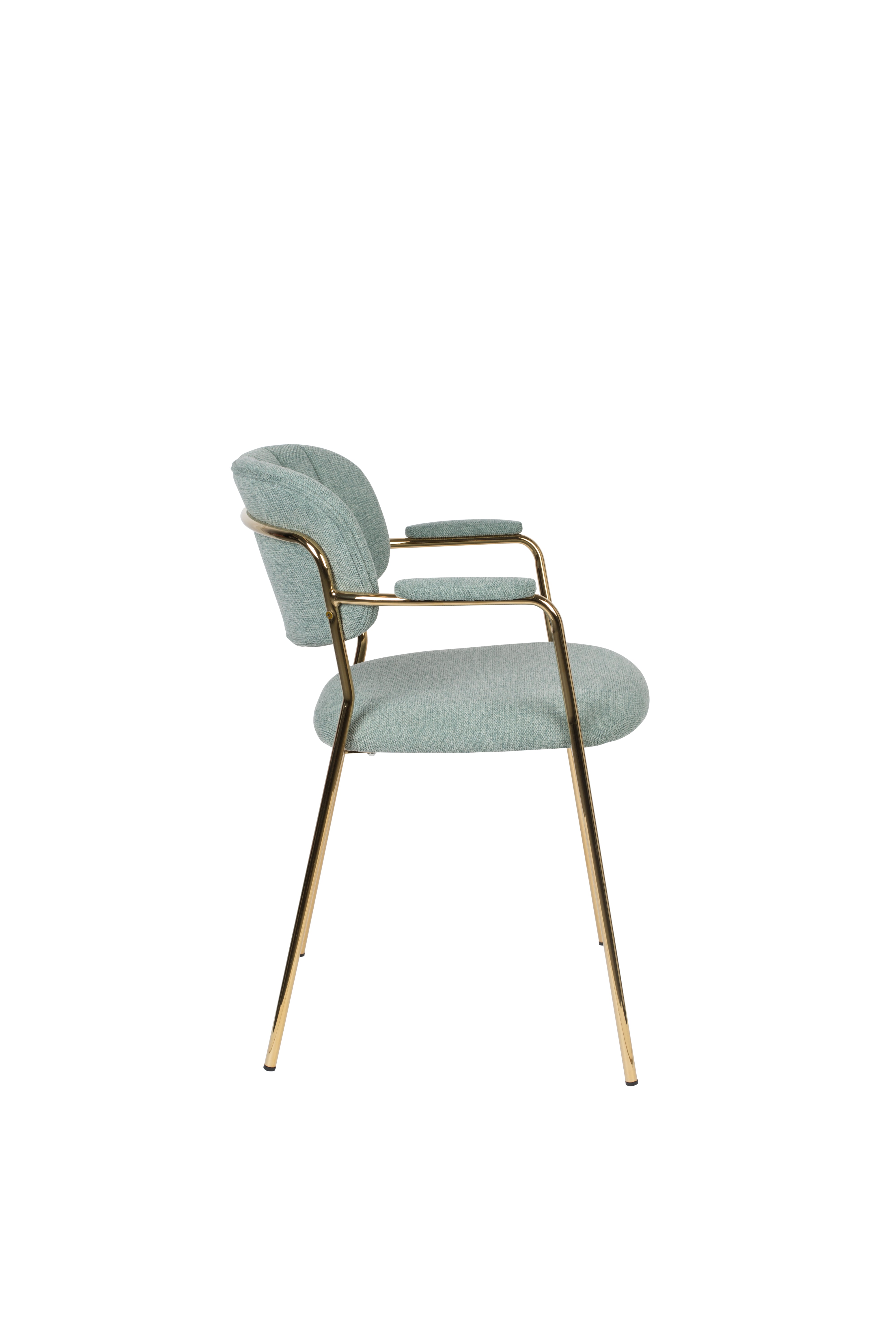 Chair with armrests Jolien light green with a golden base