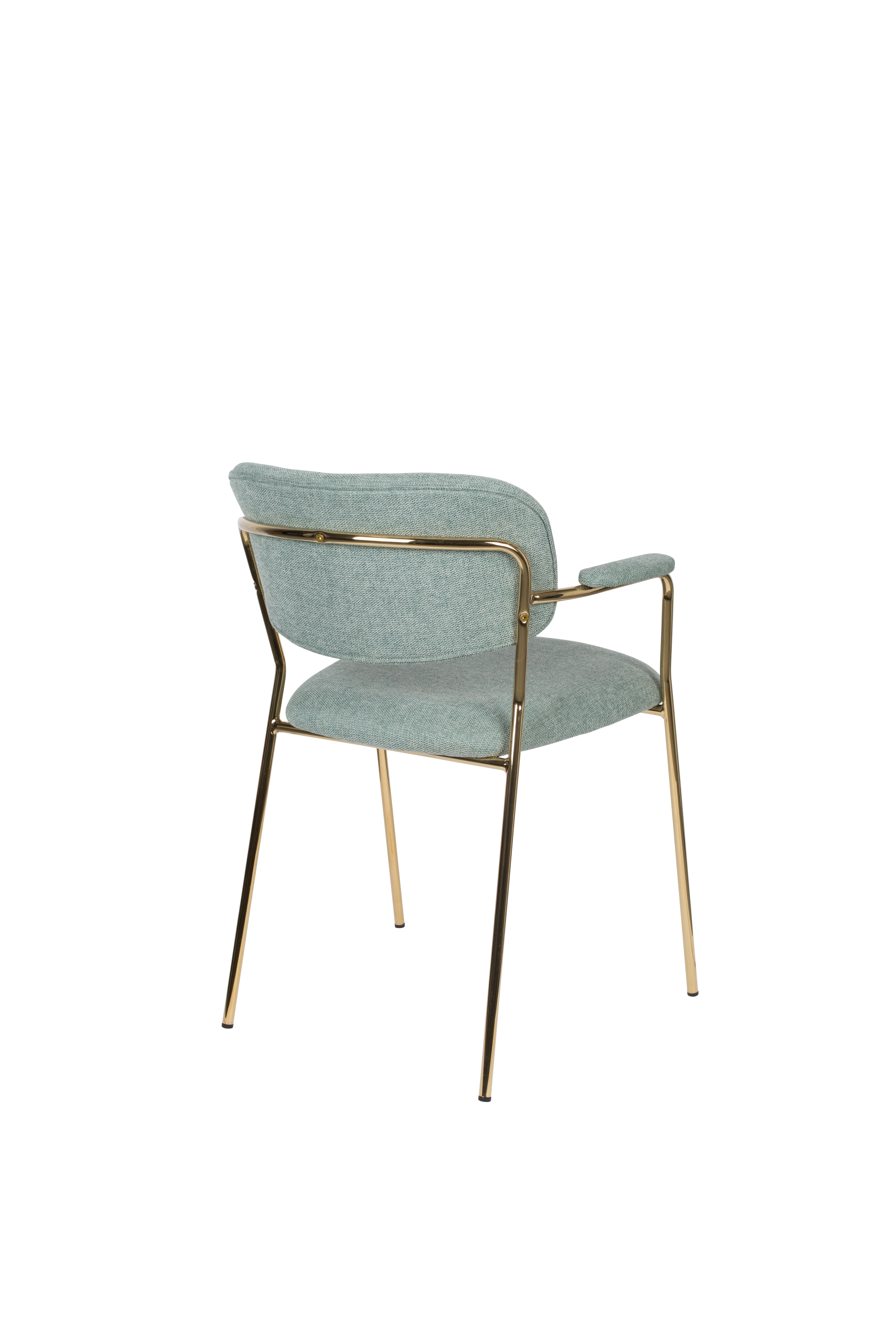 Chair with armrests Jolien light green with a golden base