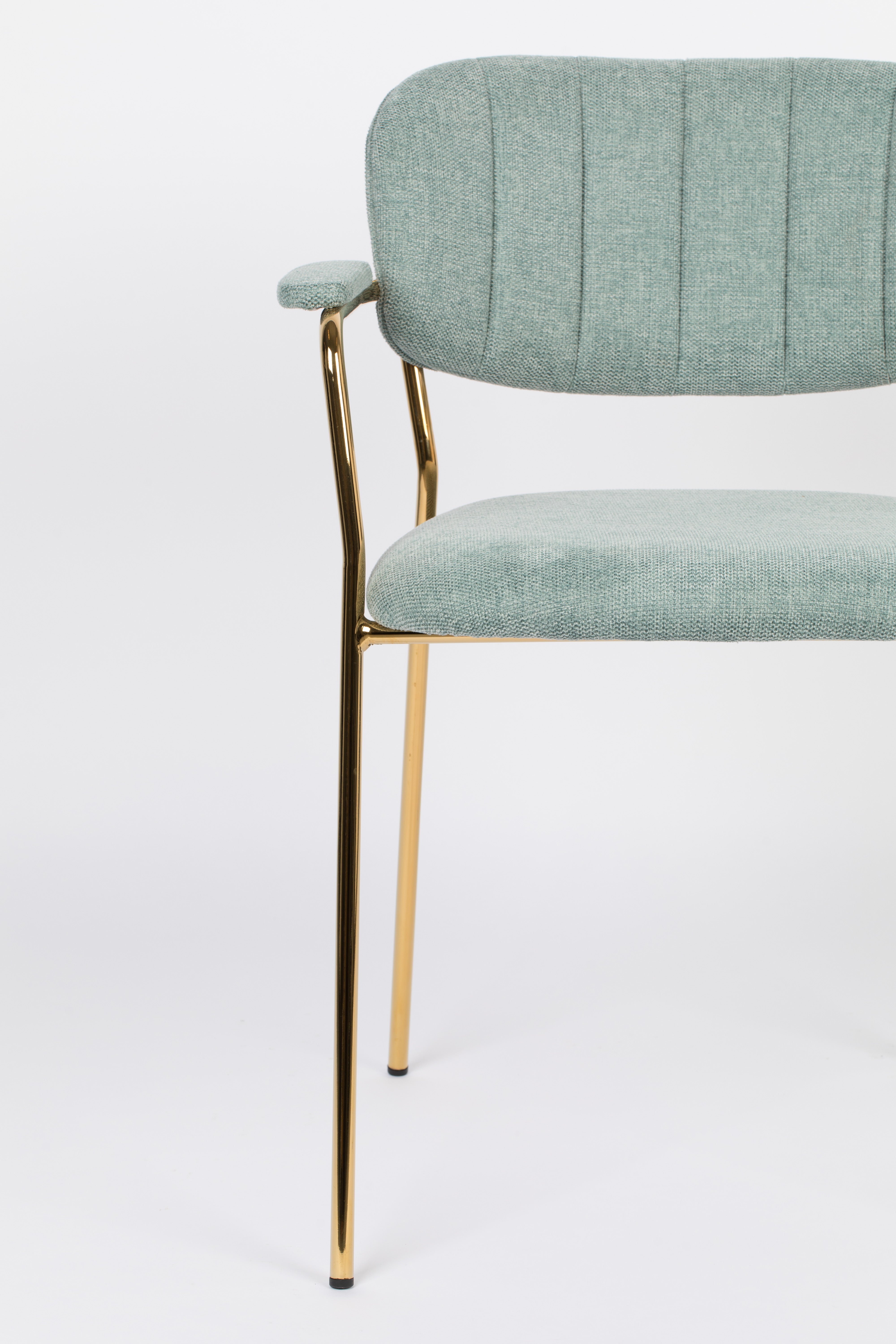 Chair with armrests Jolien light green with a golden base