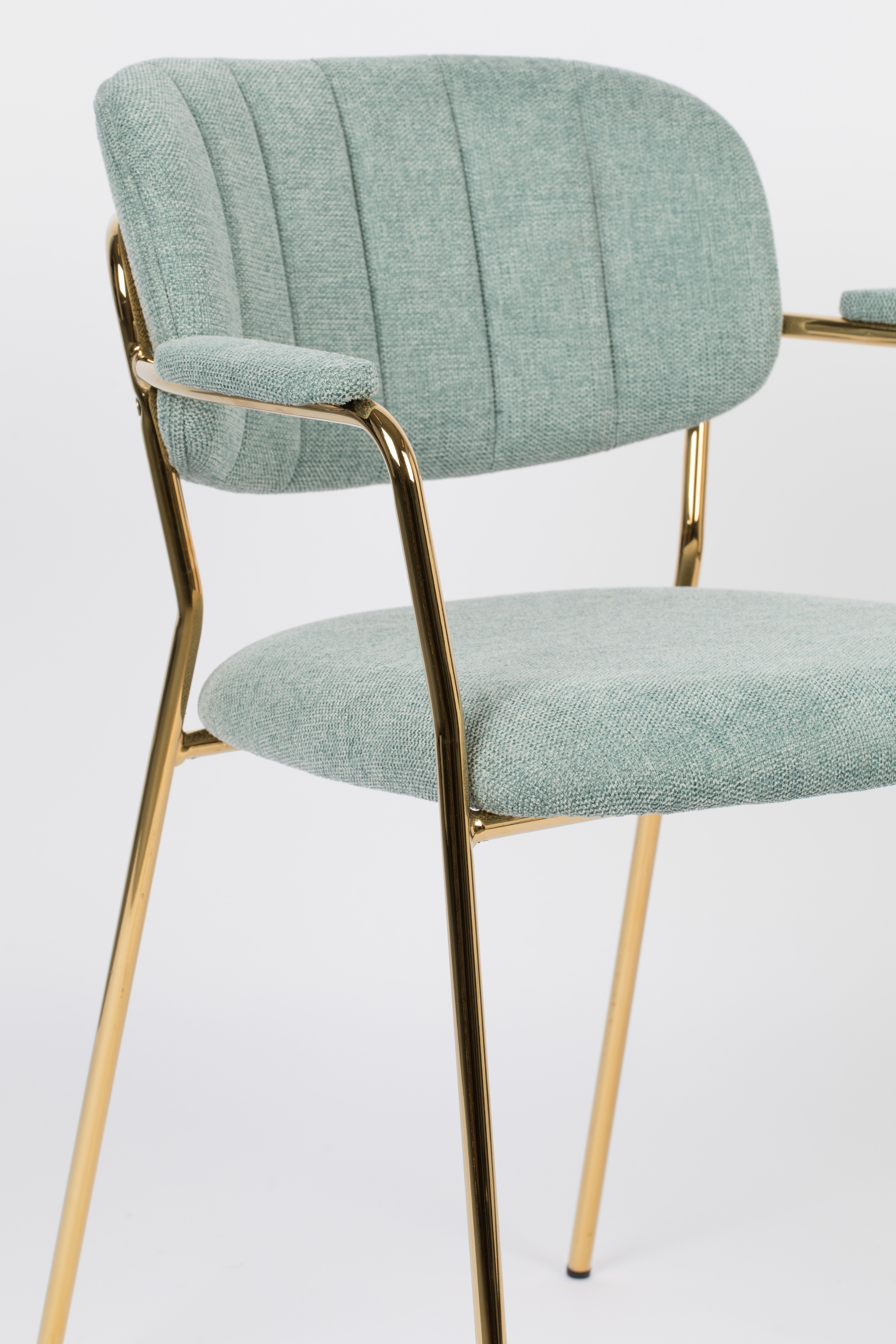 Chair with armrests Jolien light green with a golden base