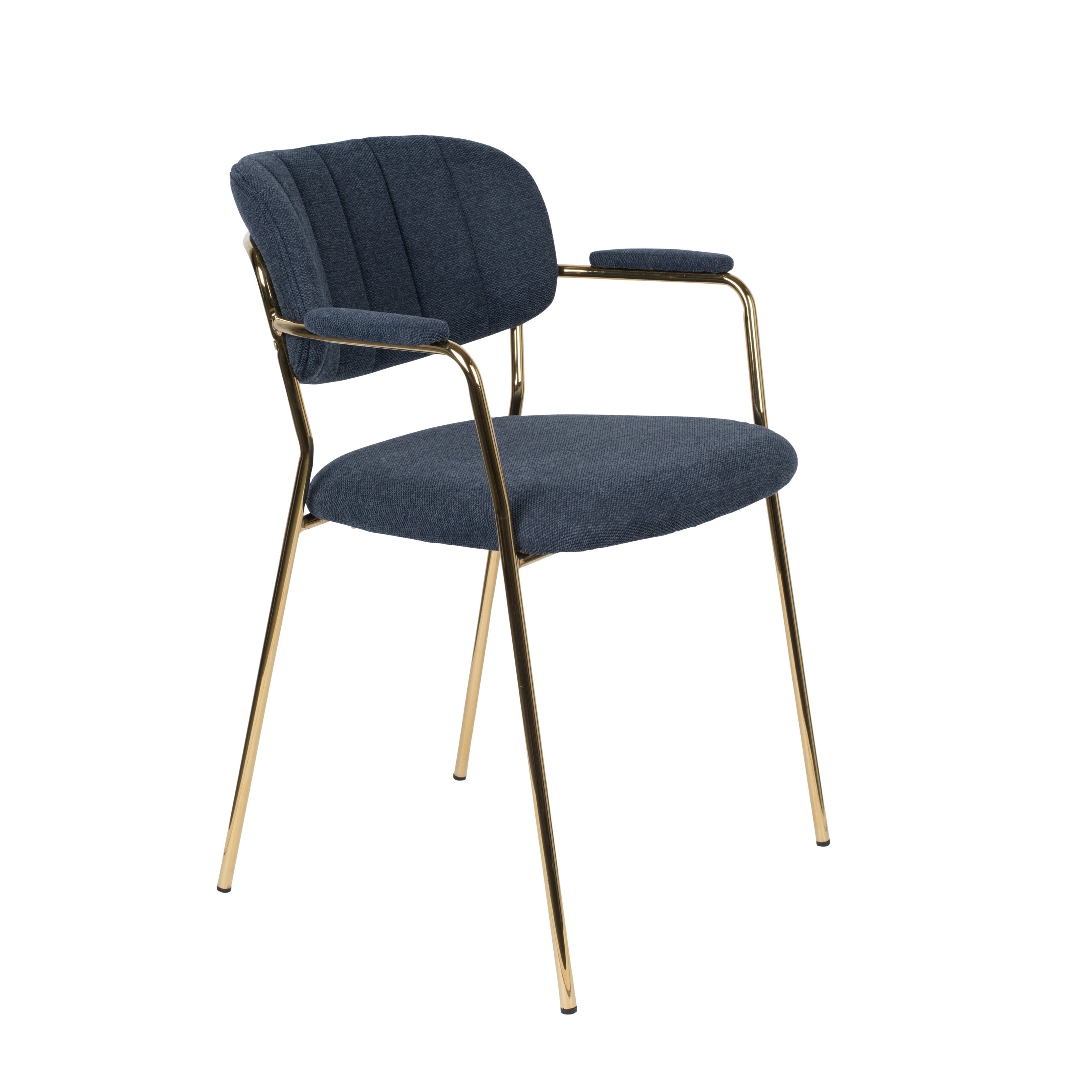 Chair with armrests Jolien Dark blue with a golden base