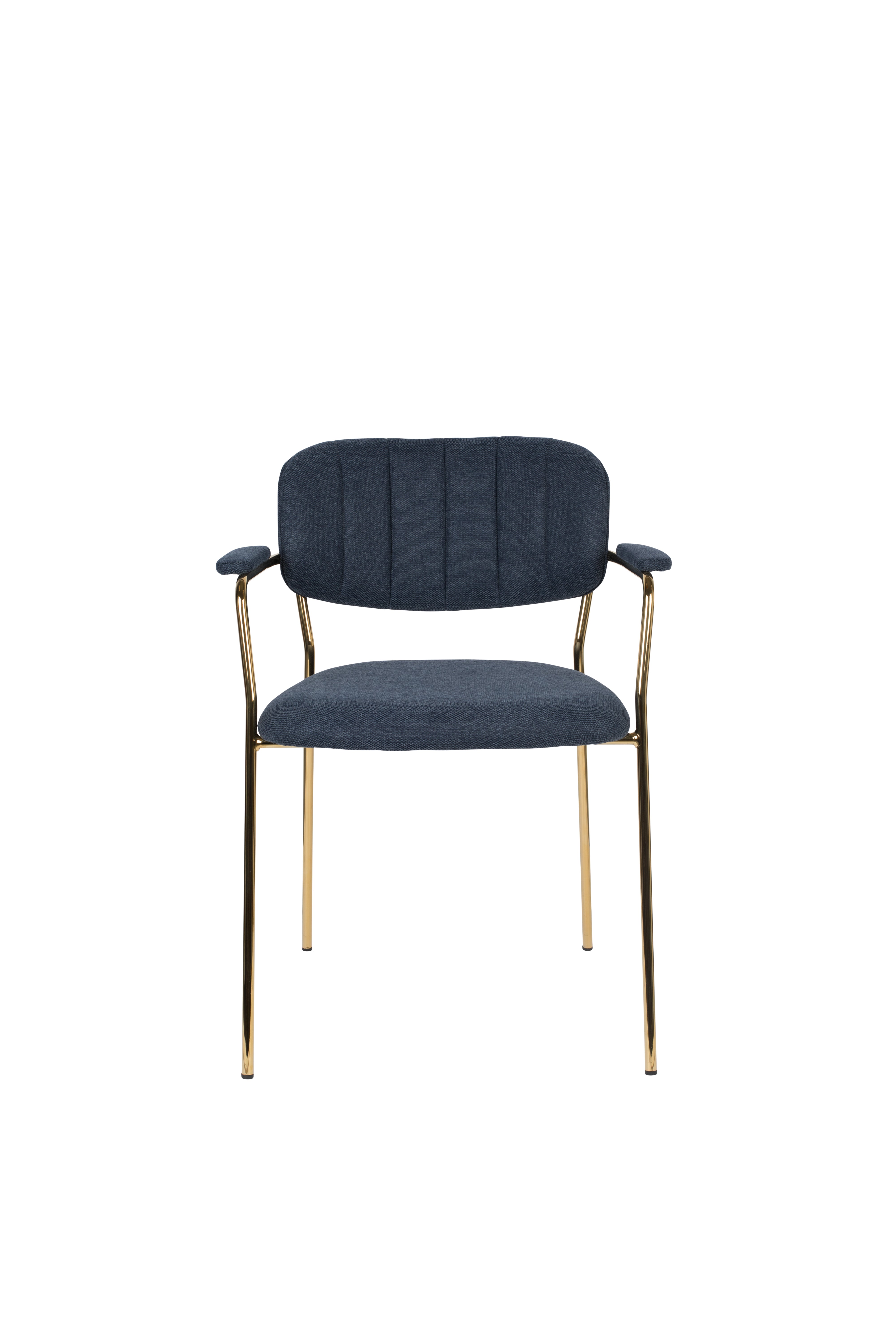 Chair with armrests Jolien Dark blue with a golden base