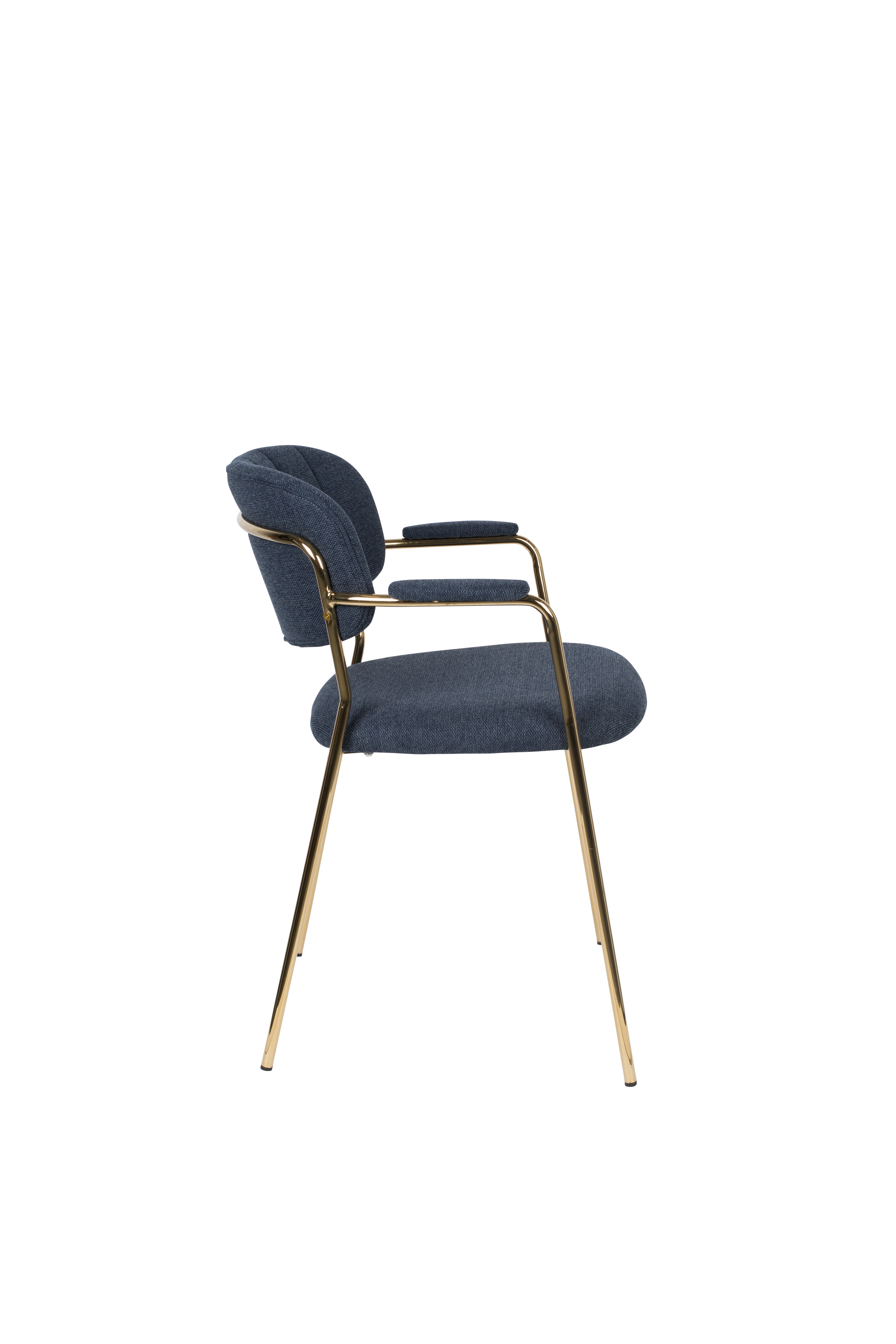 Chair with armrests Jolien Dark blue with a golden base