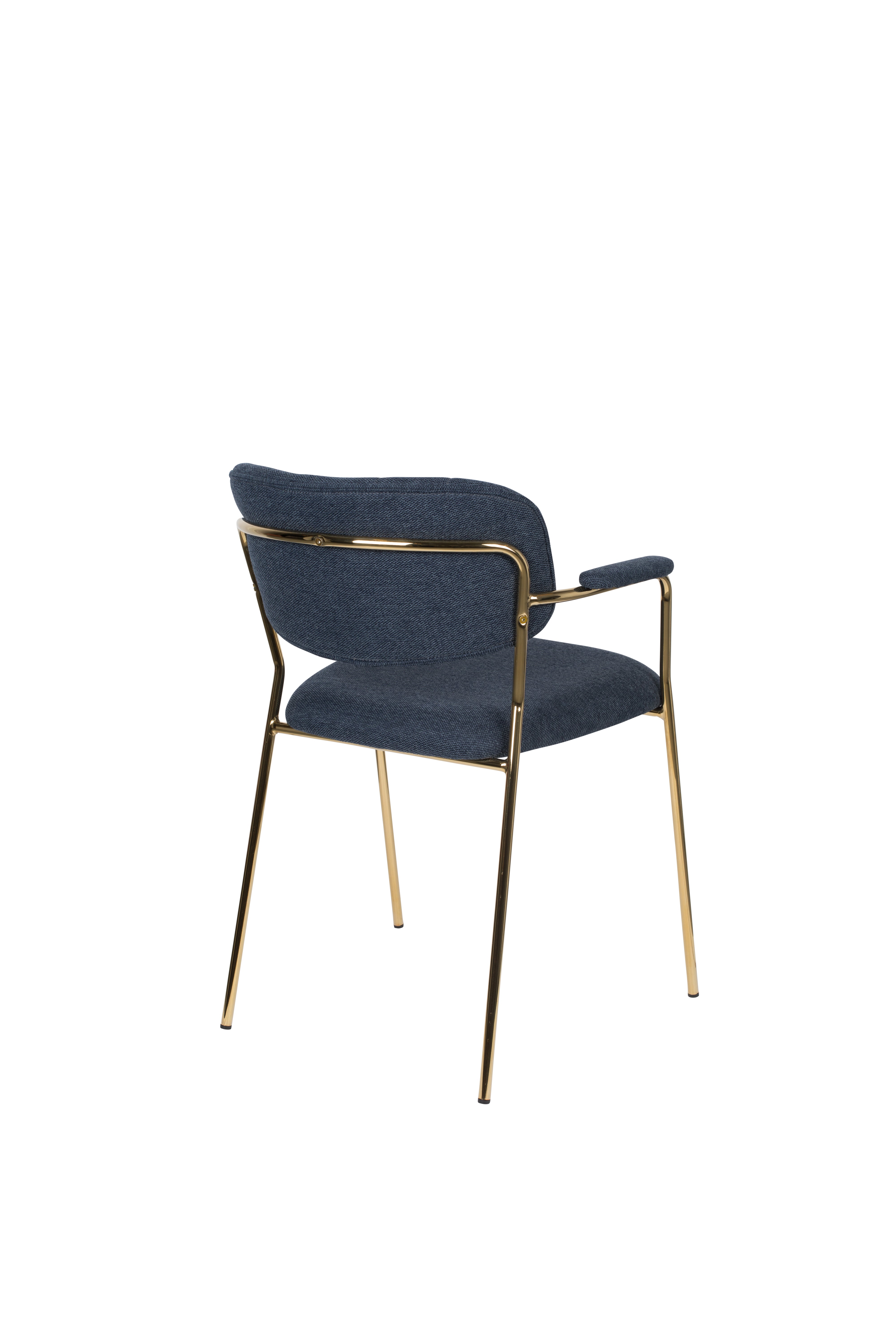 Chair with armrests Jolien Dark blue with a golden base