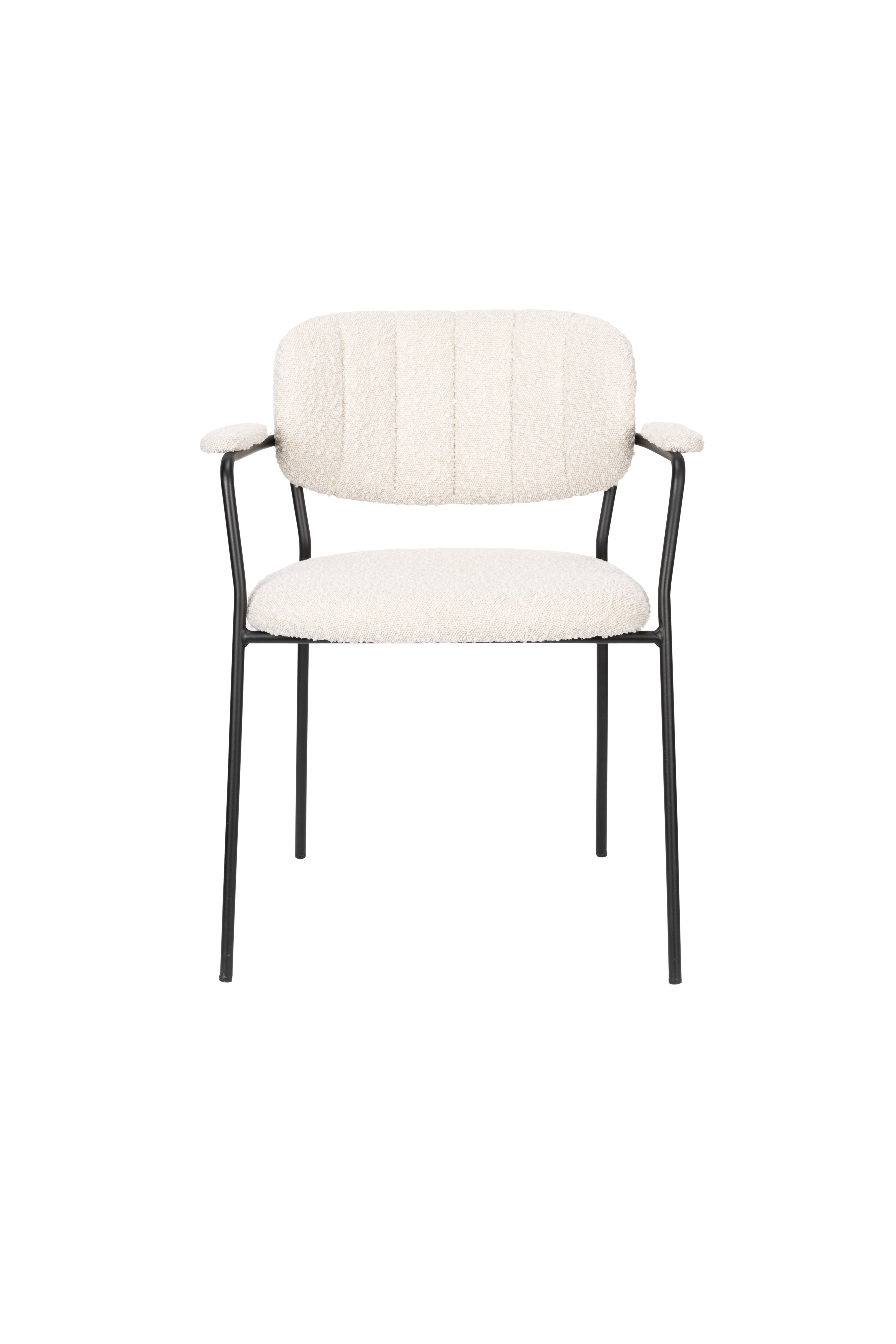 Chair with armrests Jolien Białe Boucle with a black base