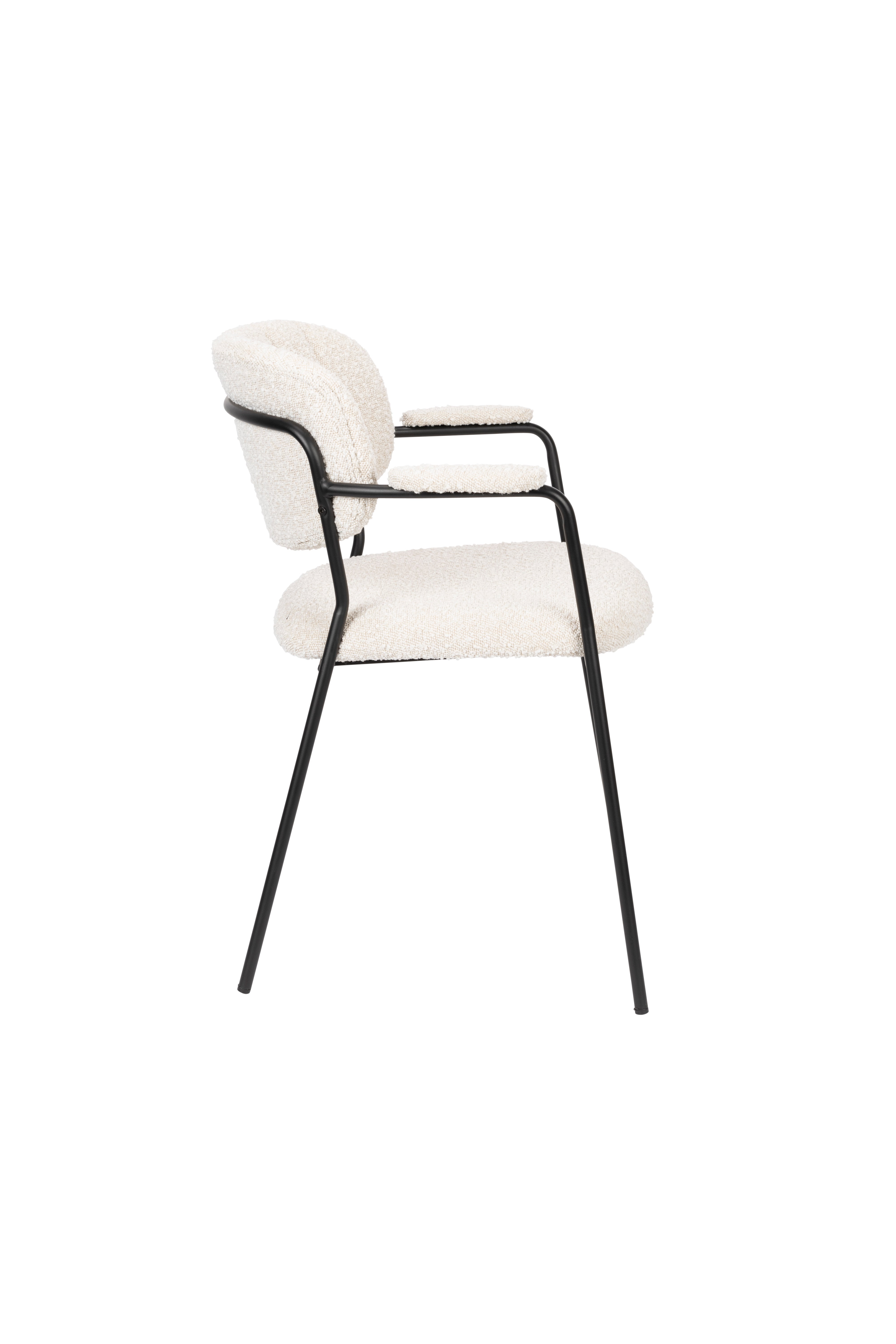 Chair with armrests Jolien Białe Boucle with a black base