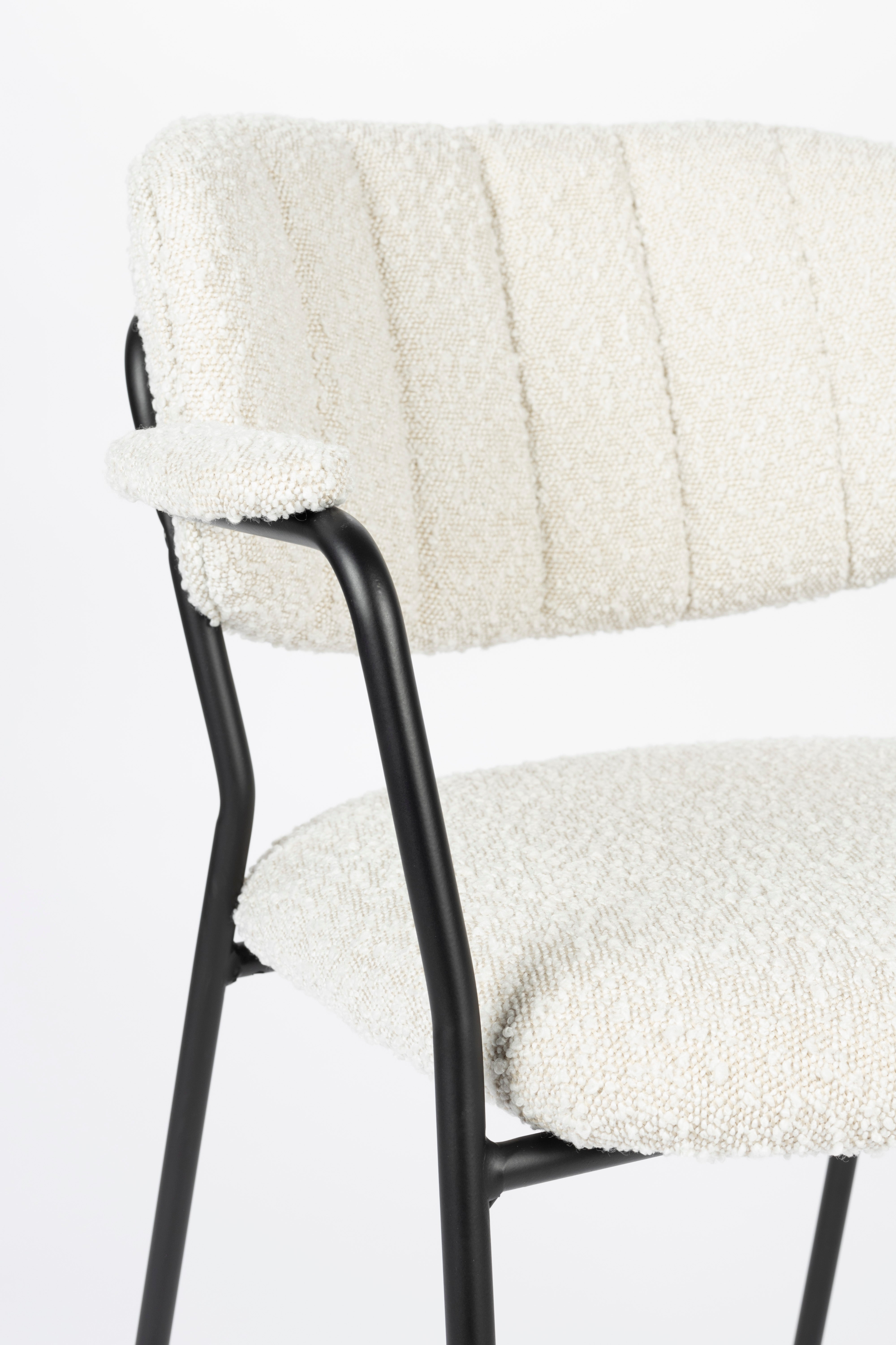 Chair with armrests Jolien Białe Boucle with a black base