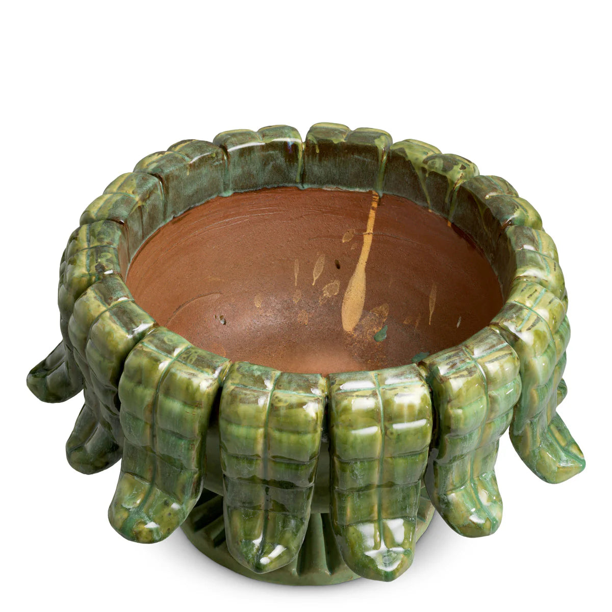 GRANTHAM Green Ceramic Outdoor Planter