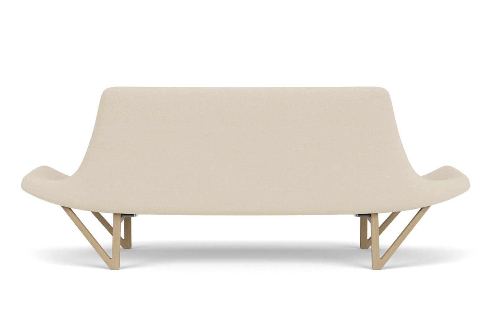 Sofa PAGODE kremowy z dębową podstawą