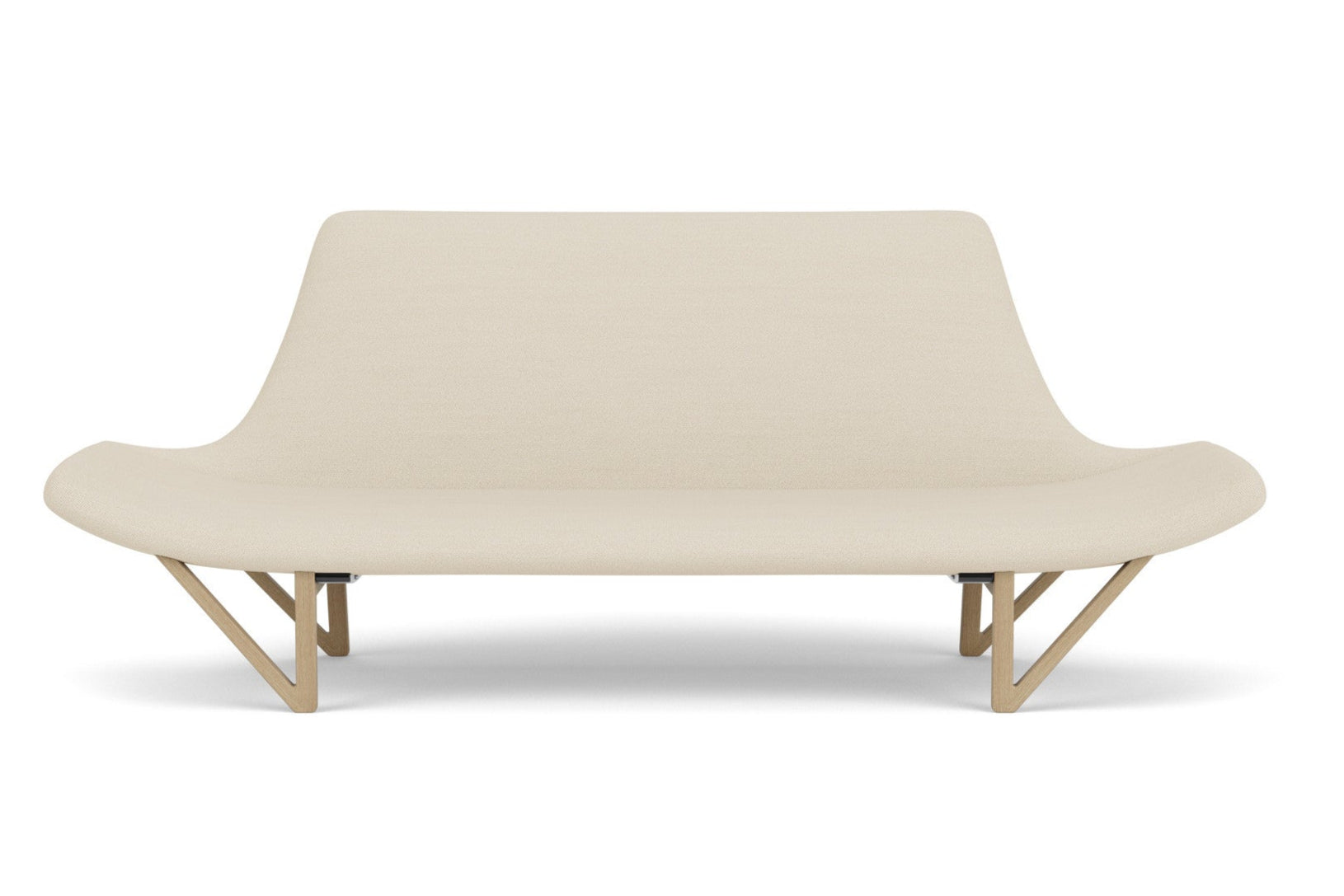 Sofa PAGODE kremowy z dębową podstawą