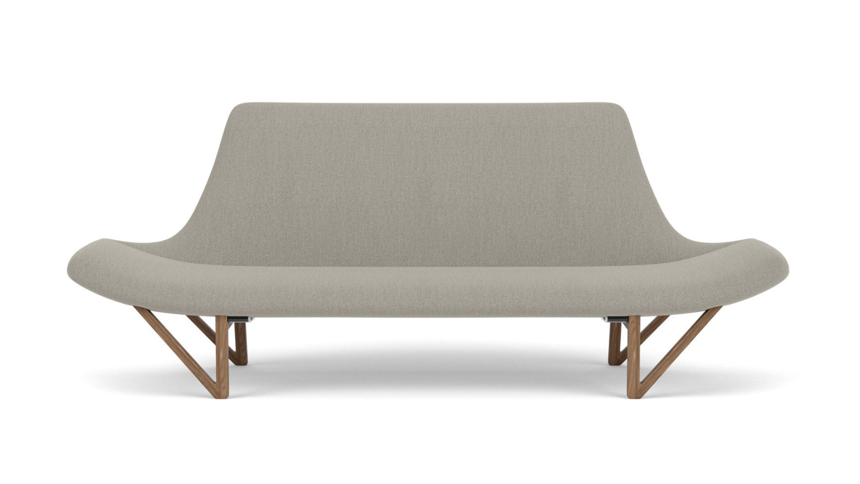 Sofa PAGODE szary z orzechową podstawą