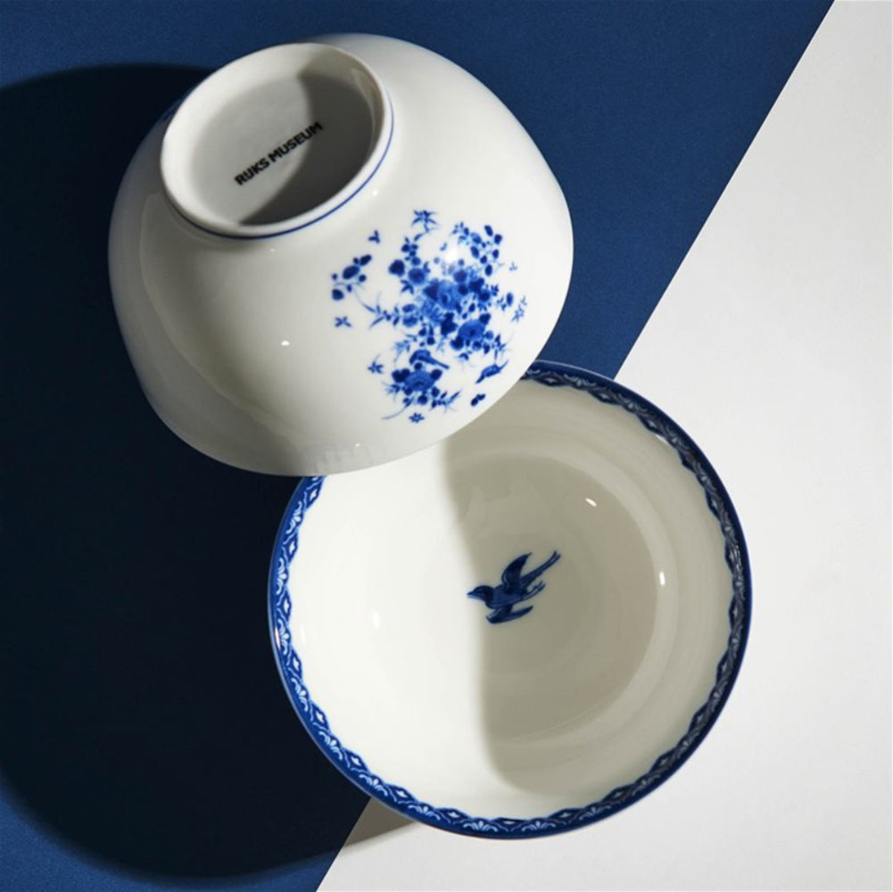 DELFTWARE Set aus weißen Schalen mit blauen Akzenten
