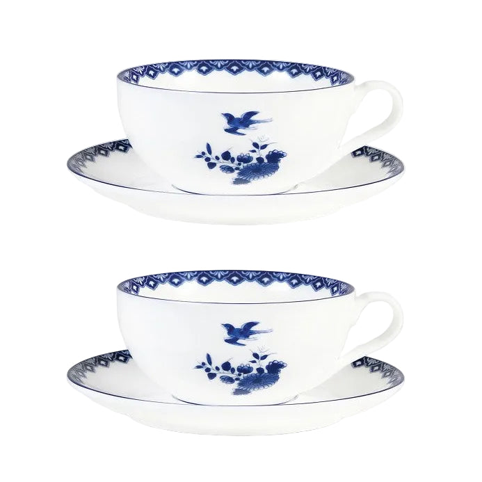 Set of cups with saucer DELFTWARE white with blue