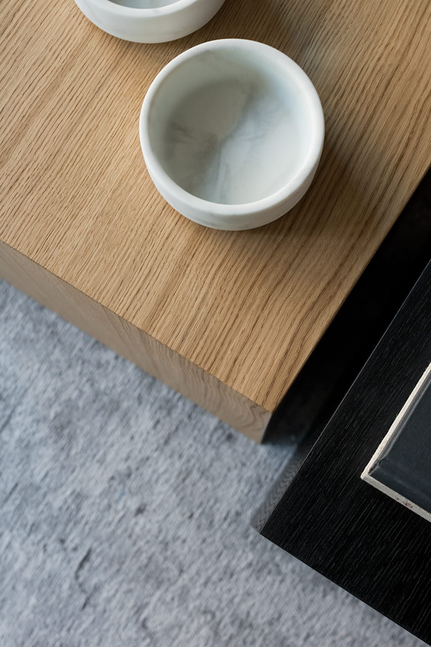 KUB Black Coffee Table with Oak Veneer