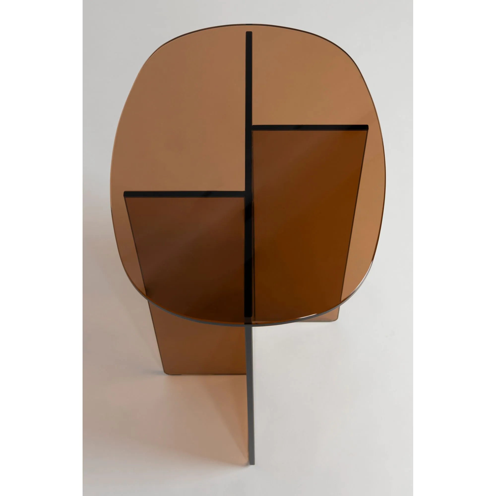 LINEA Side Table with Brown Glass