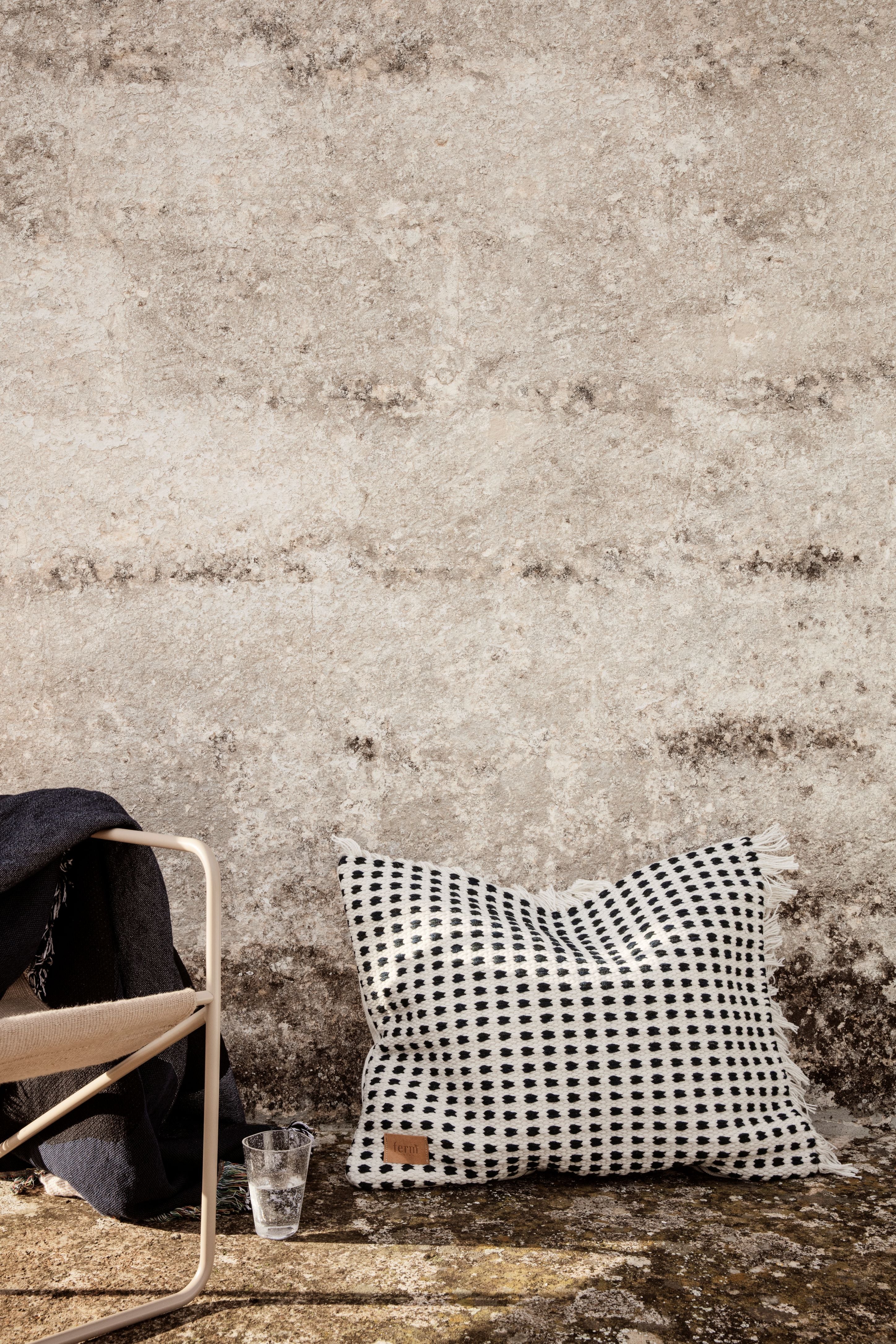 WAY decorative pillow in broken white with blue dots