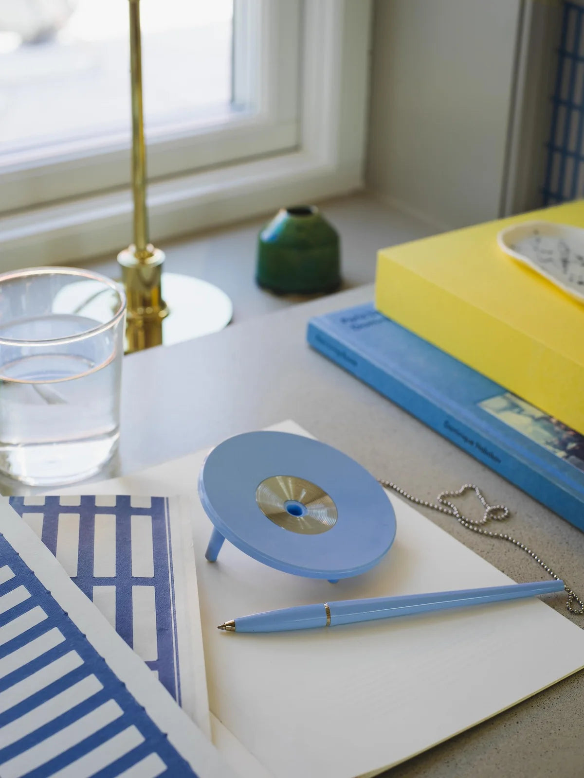 ALVAR AALTO 14/6 White and Blue Geometric Pattern Wallpaper