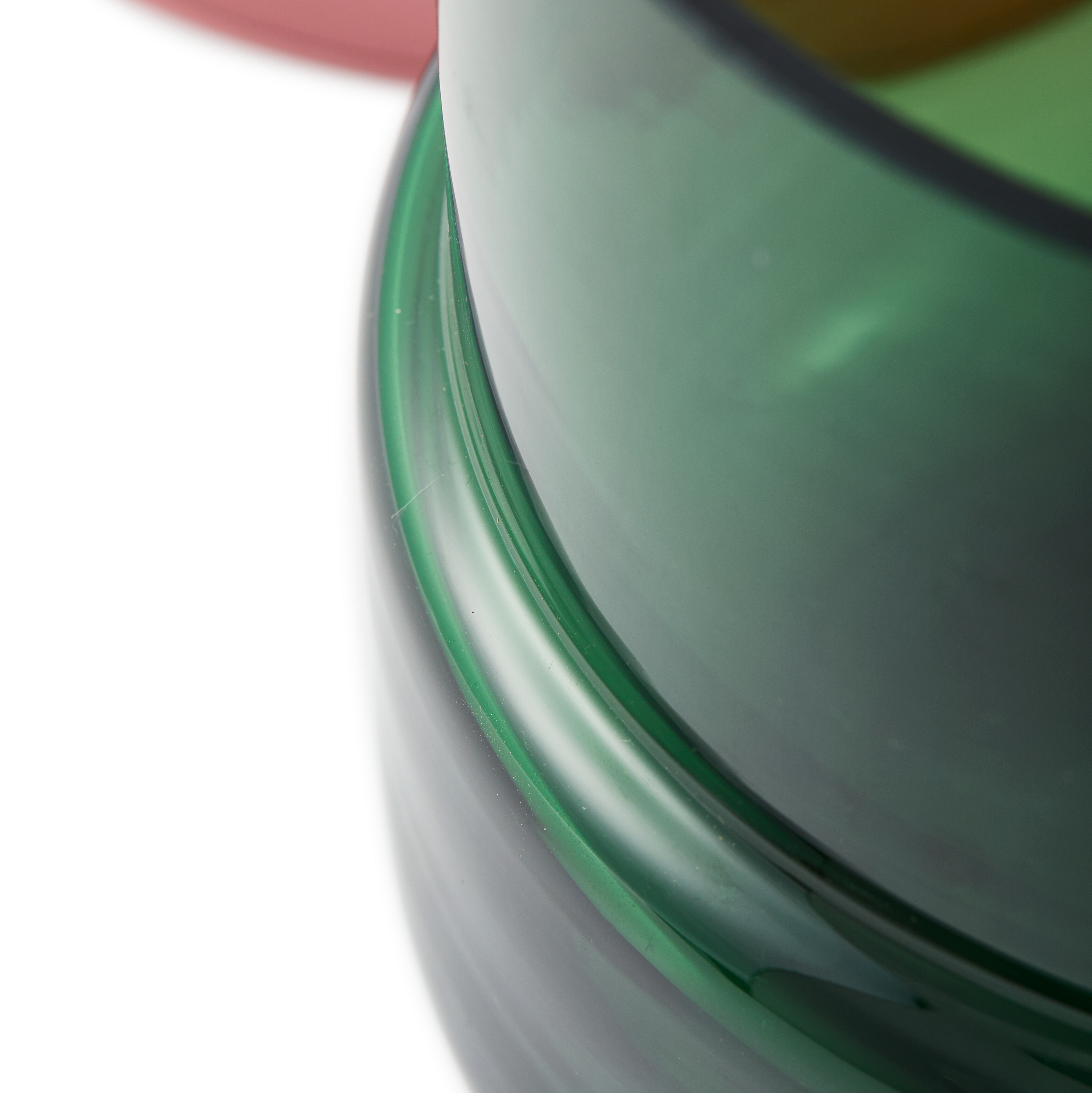 Glasvase FORMY rosa mit grünem Akzent