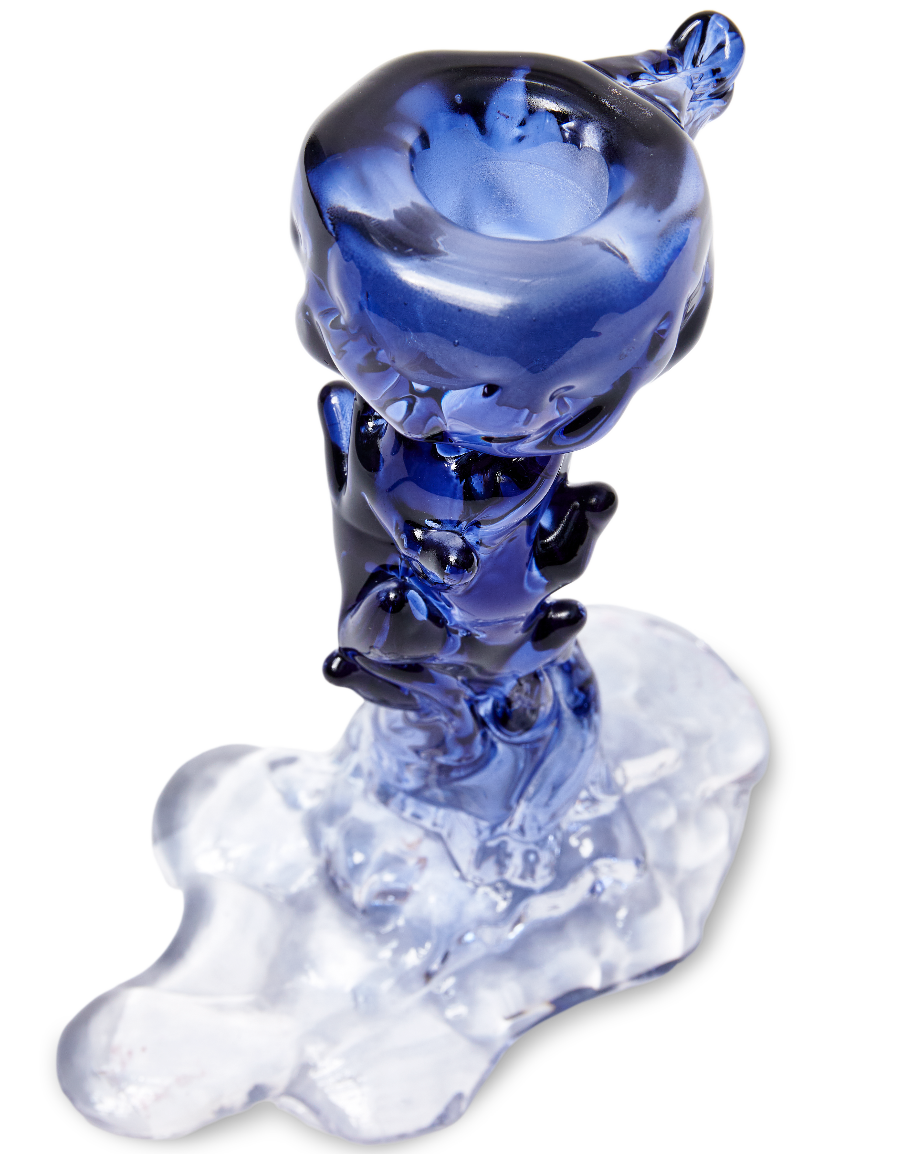 GLASS DRIP Candle Holder Blue