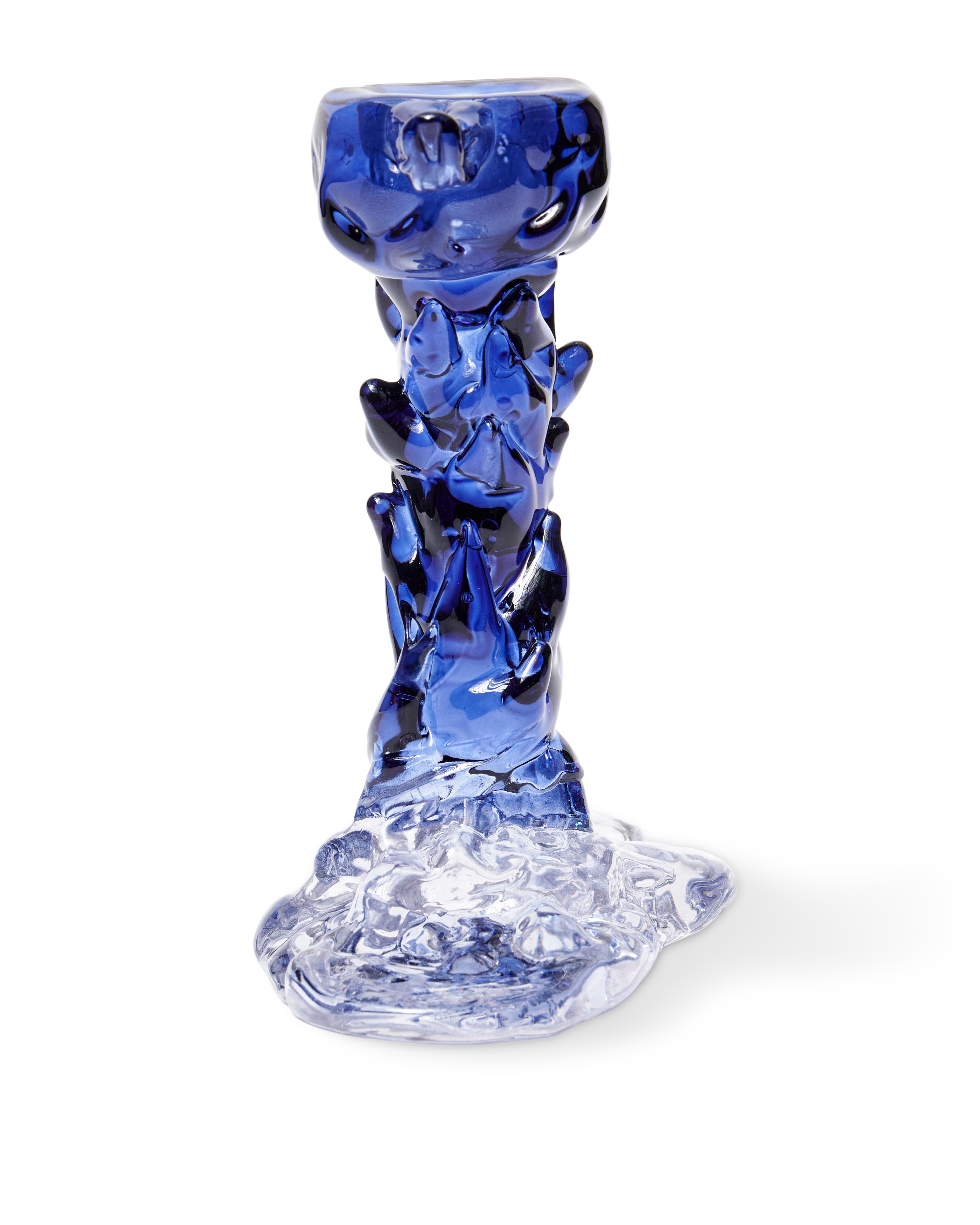 GLASS DRIP Candle Holder Blue
