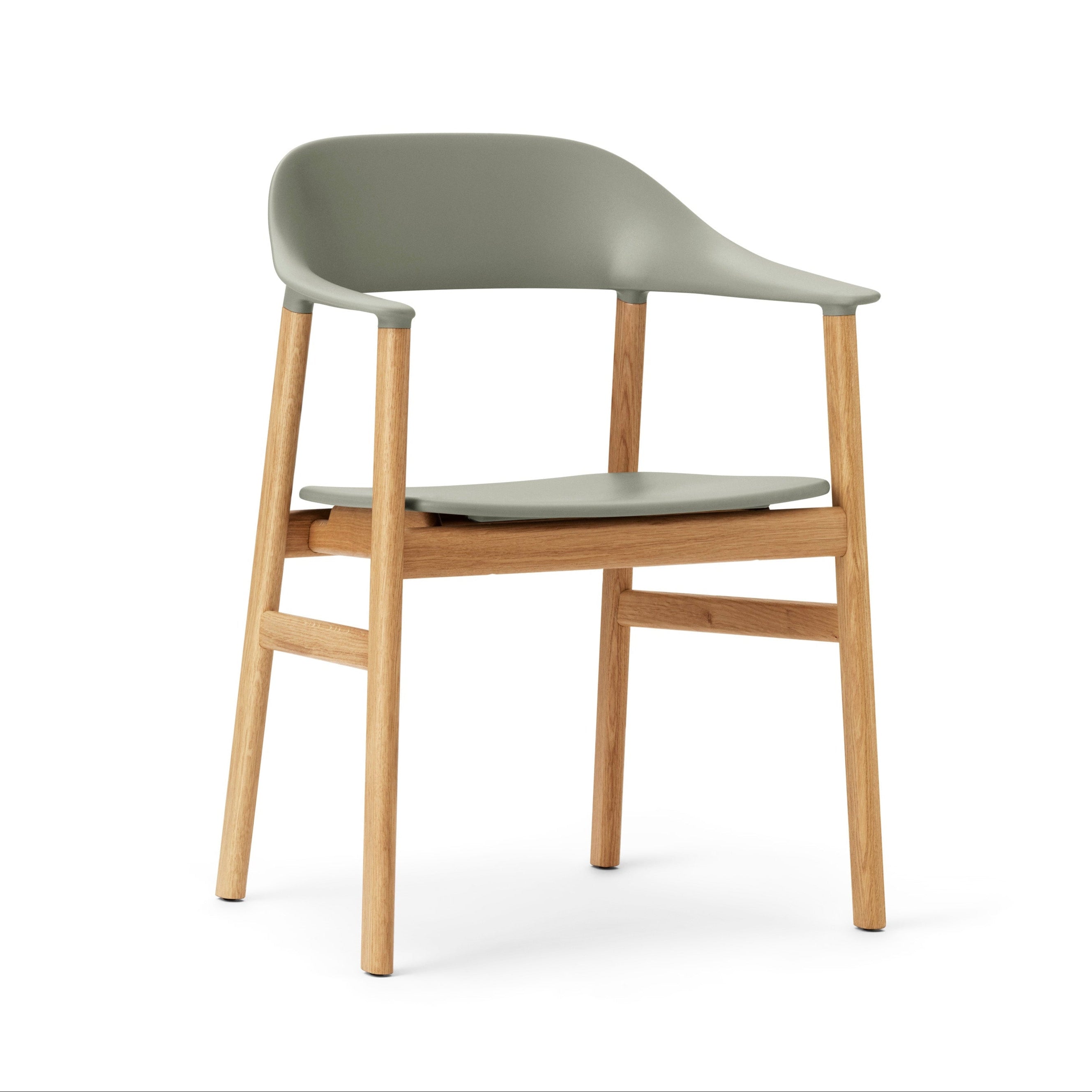 Chair with armrests Herit Green with a natural oak base