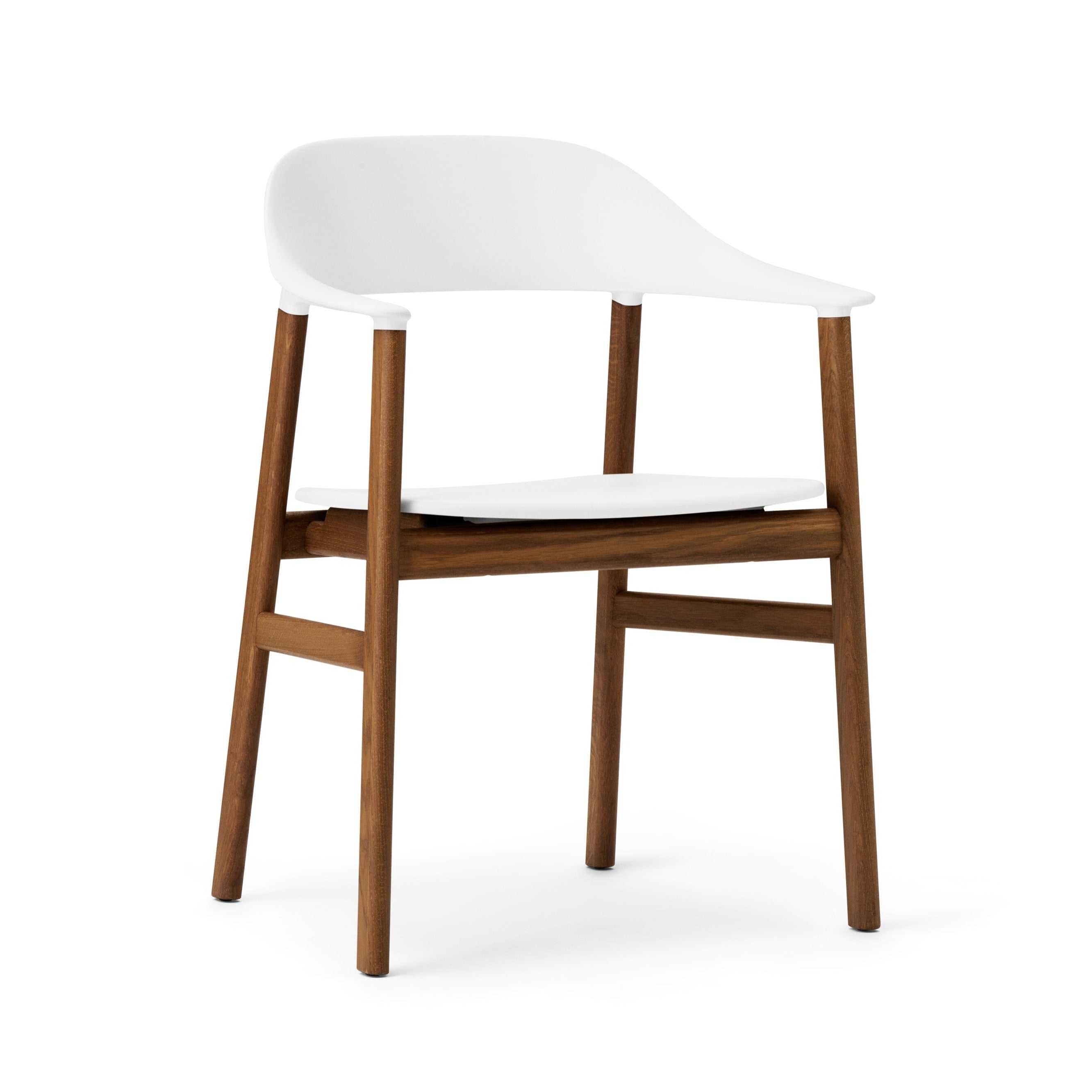Chair with armrests Herit White with a dark oak base