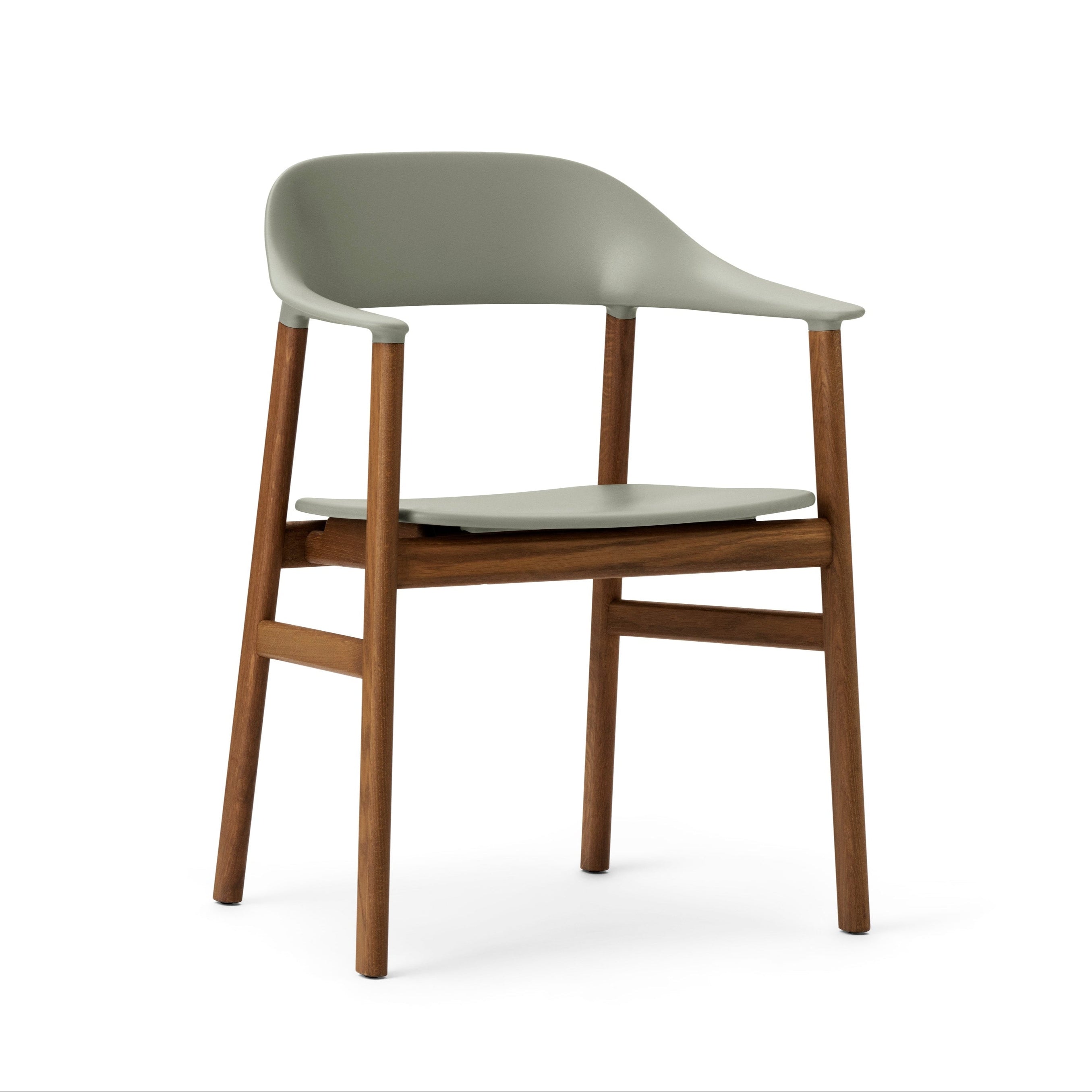 Chair with armrests Herit Green with a dark oak base