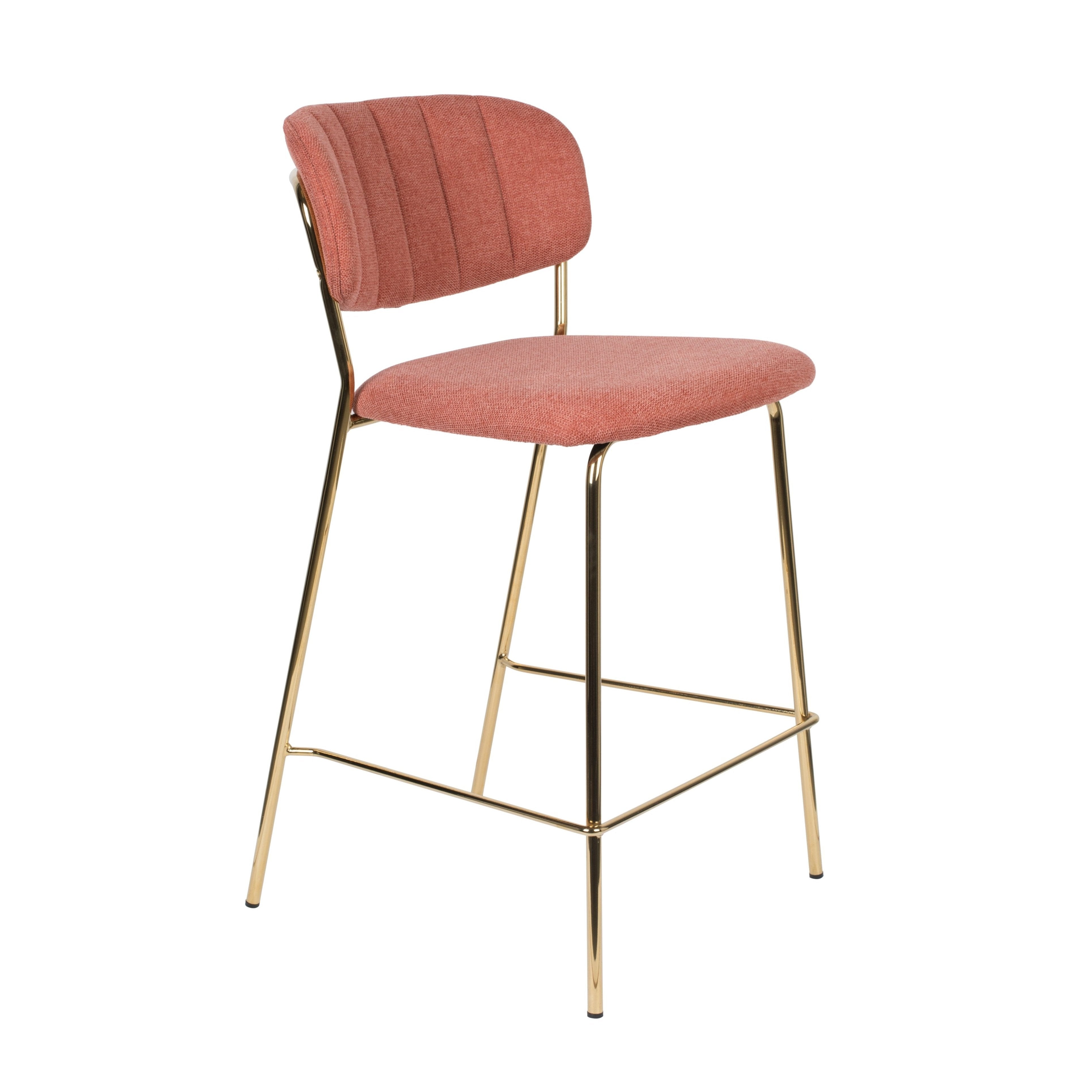 Jolien Pink bar chair with a golden base