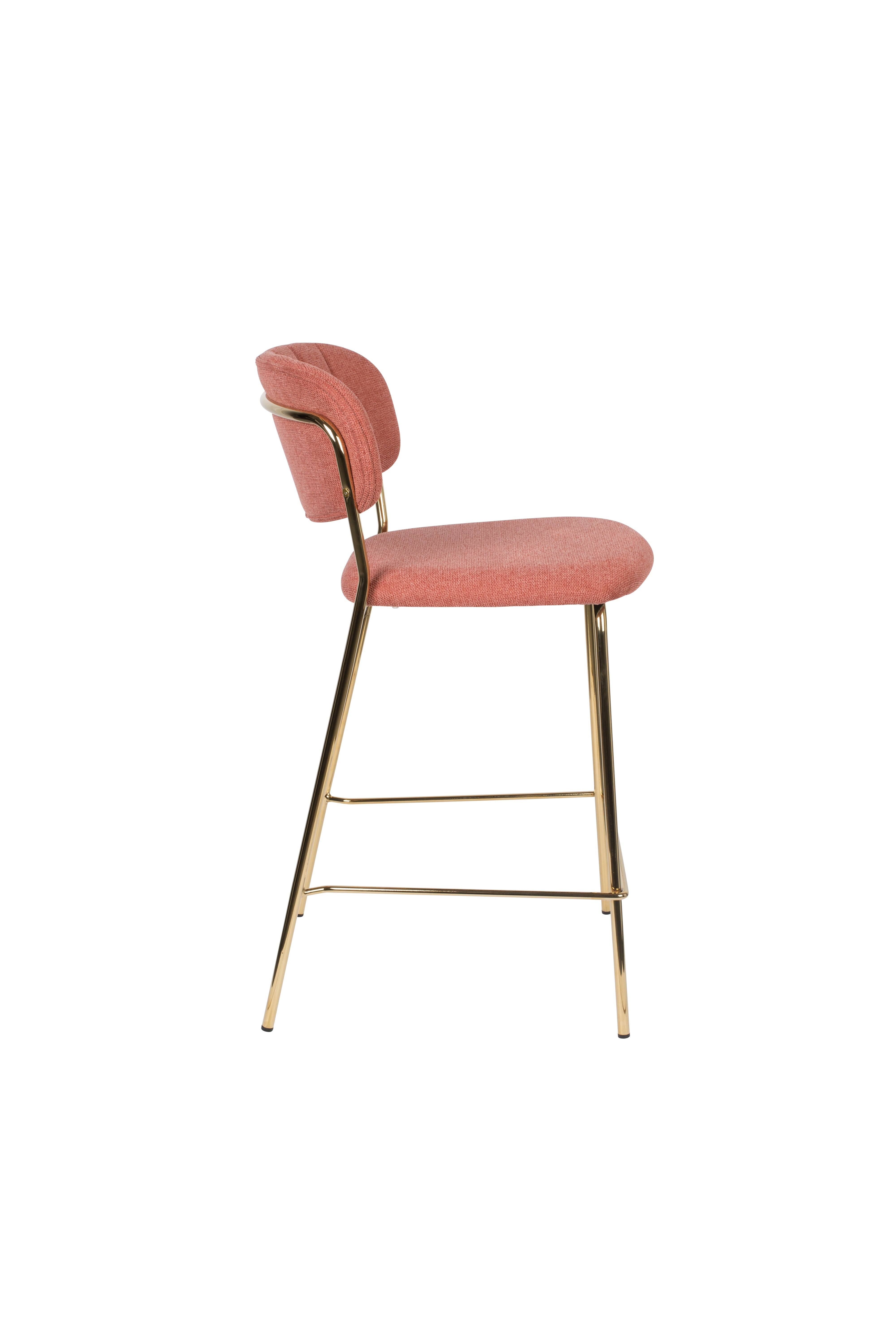 Jolien Pink bar chair with a golden base