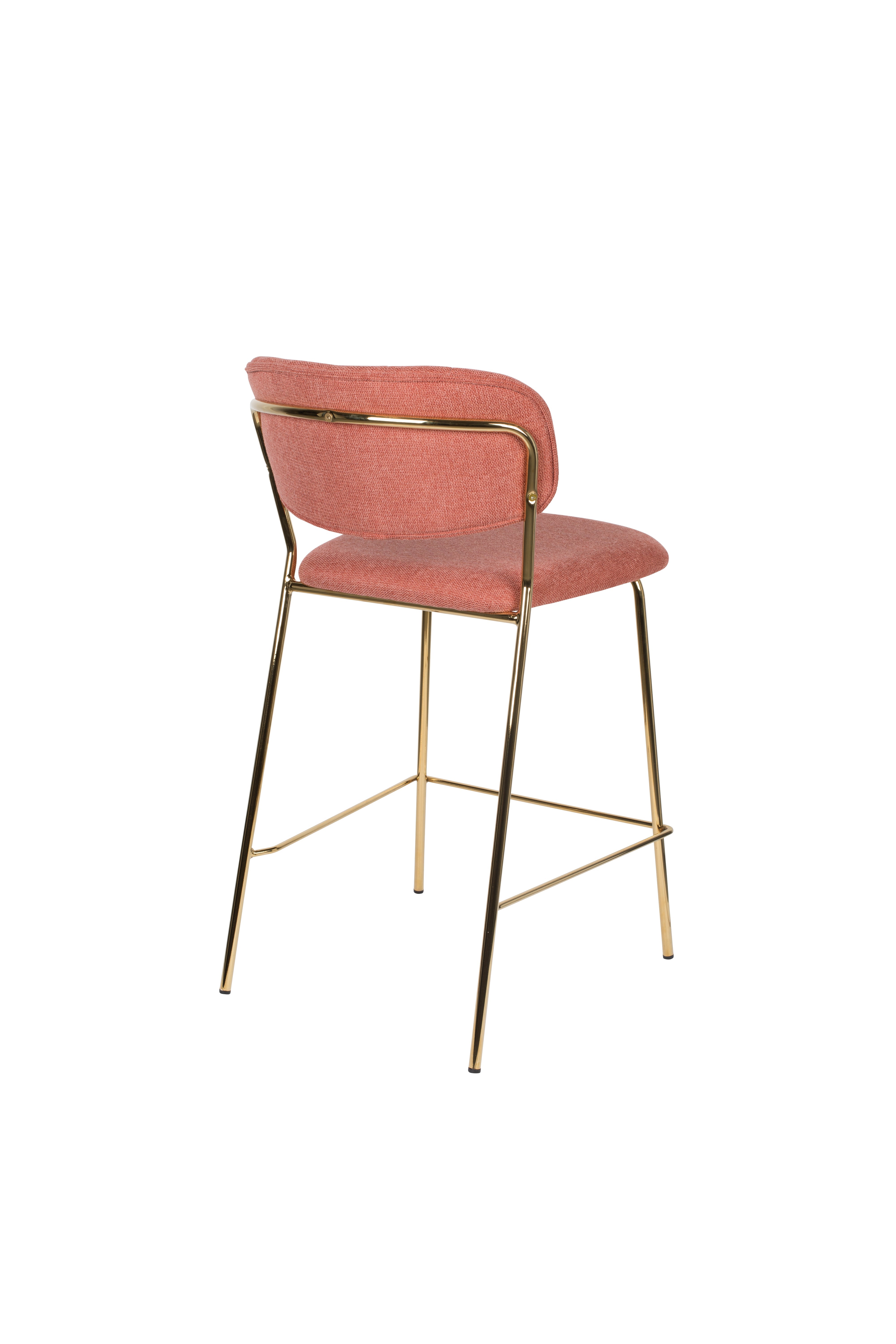 Jolien Pink bar chair with a golden base