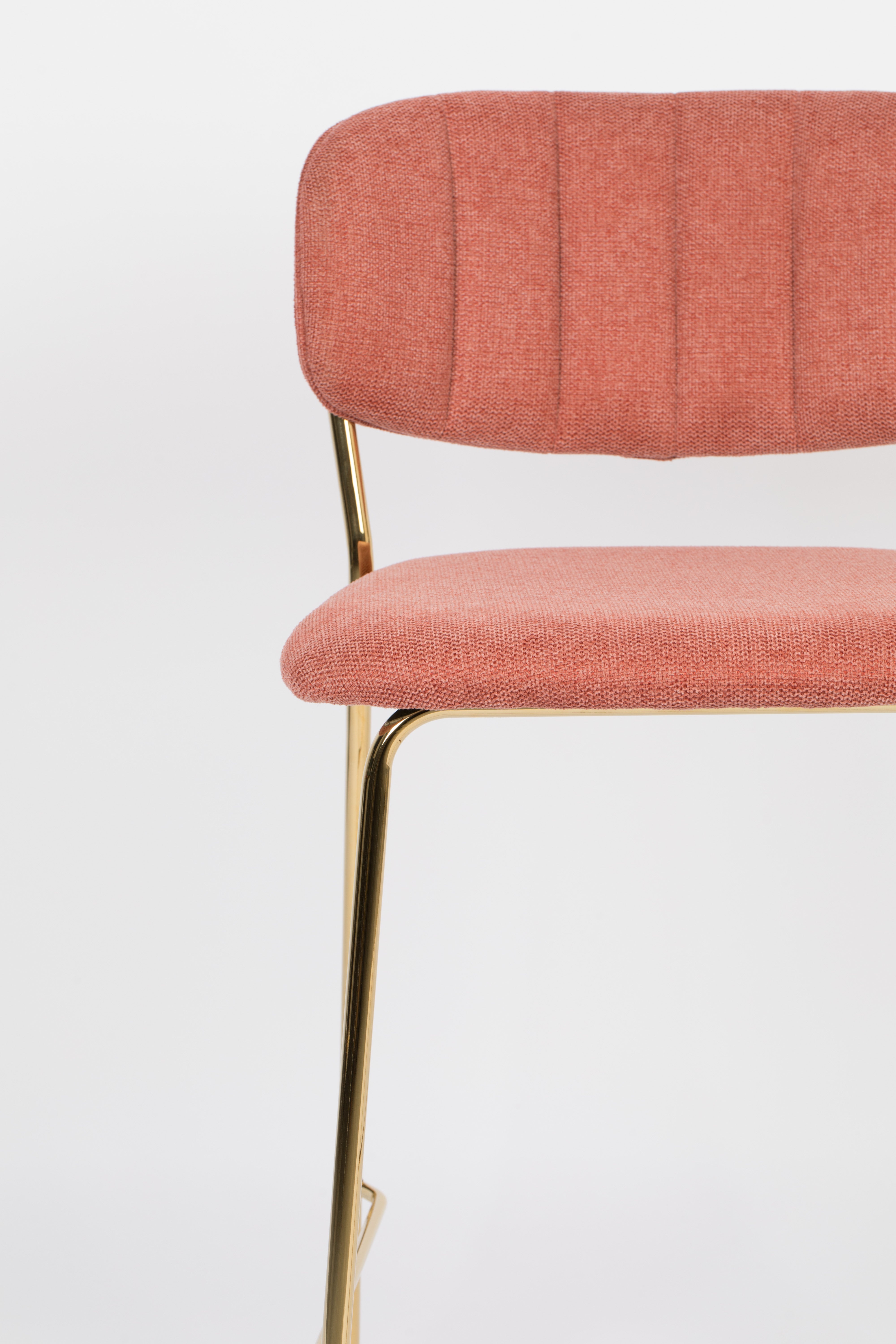 Jolien Pink bar chair with a golden base