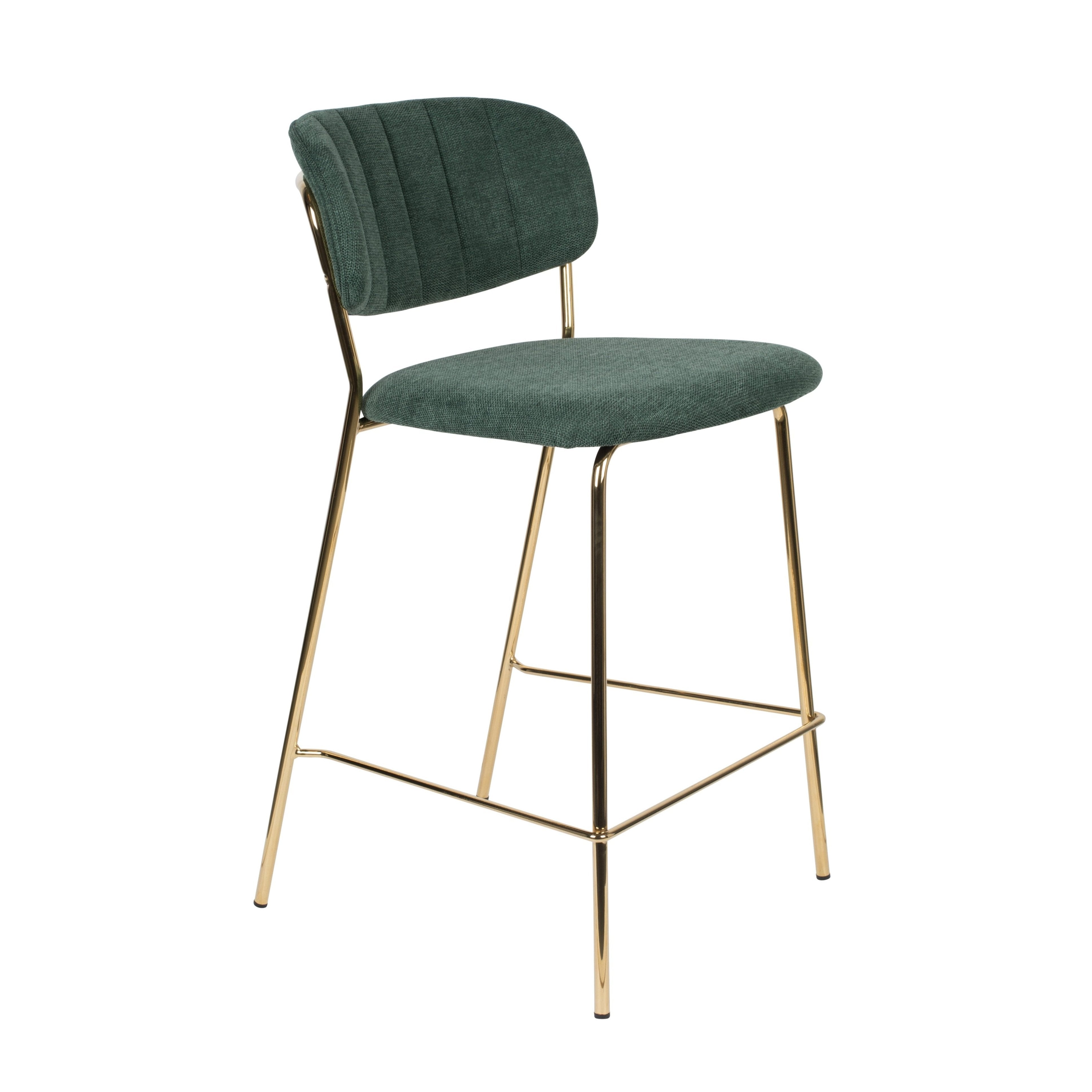 Bar chair Jolien Dark green with a golden base