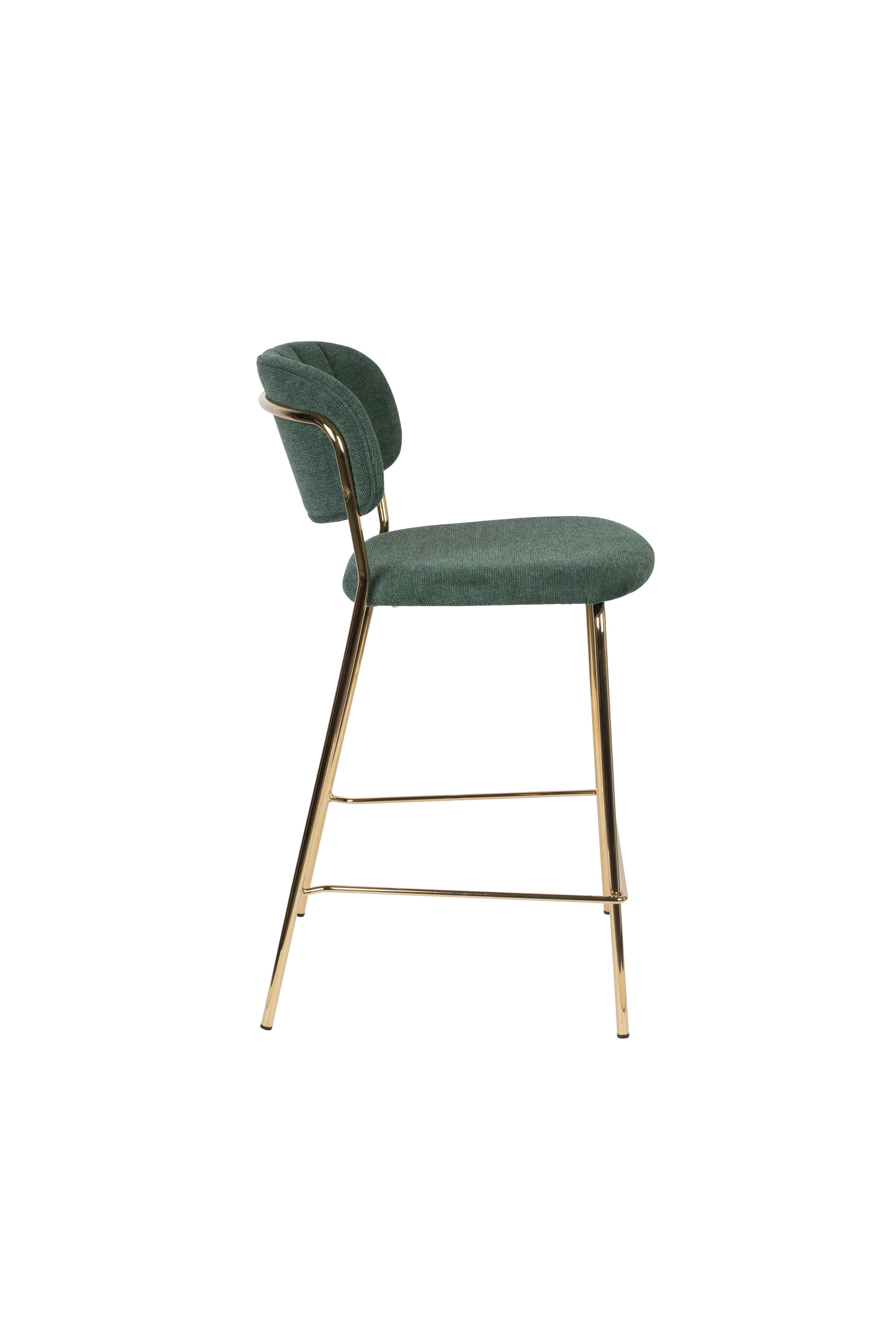 Bar chair Jolien Dark green with a golden base