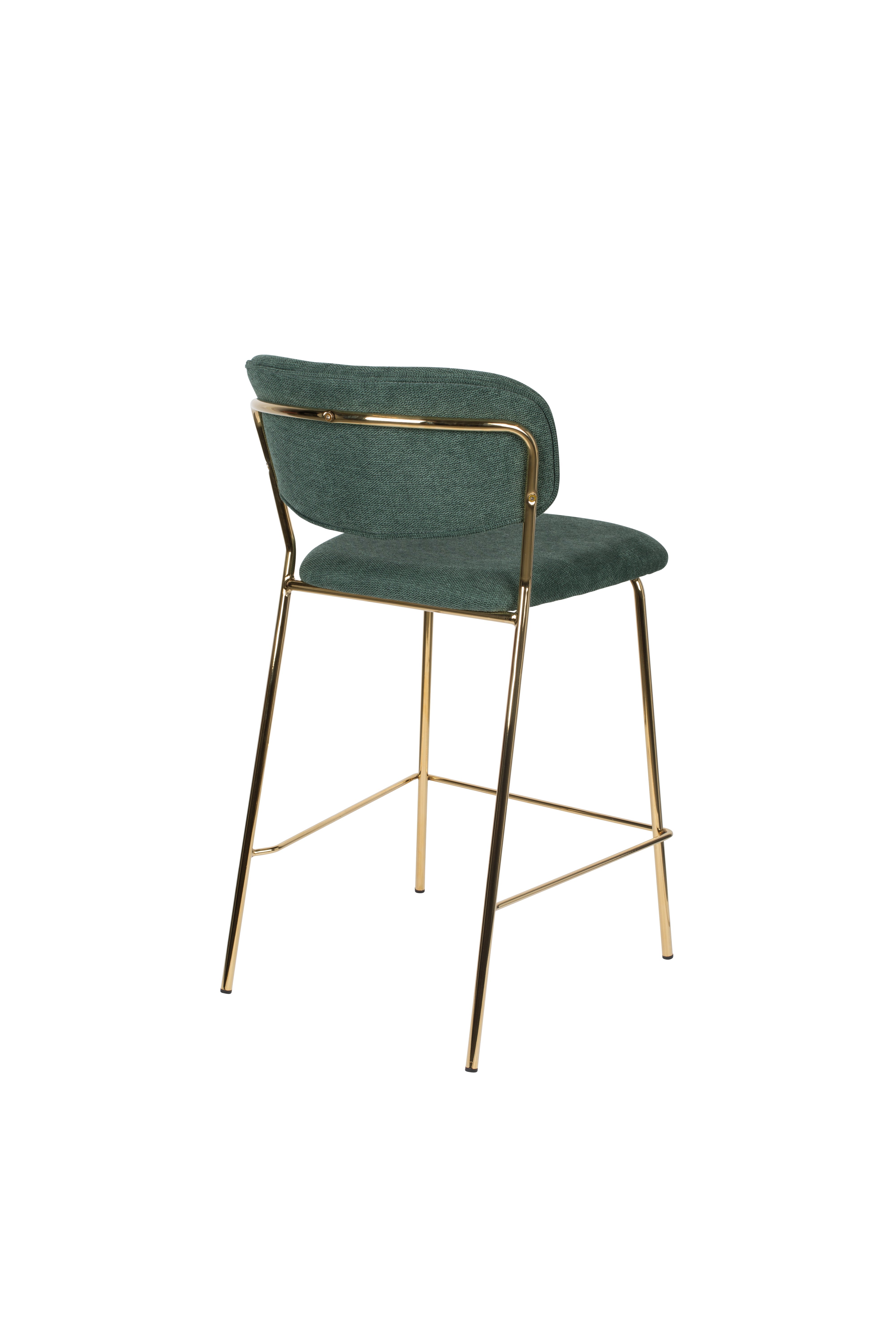 Bar chair Jolien Dark green with a golden base