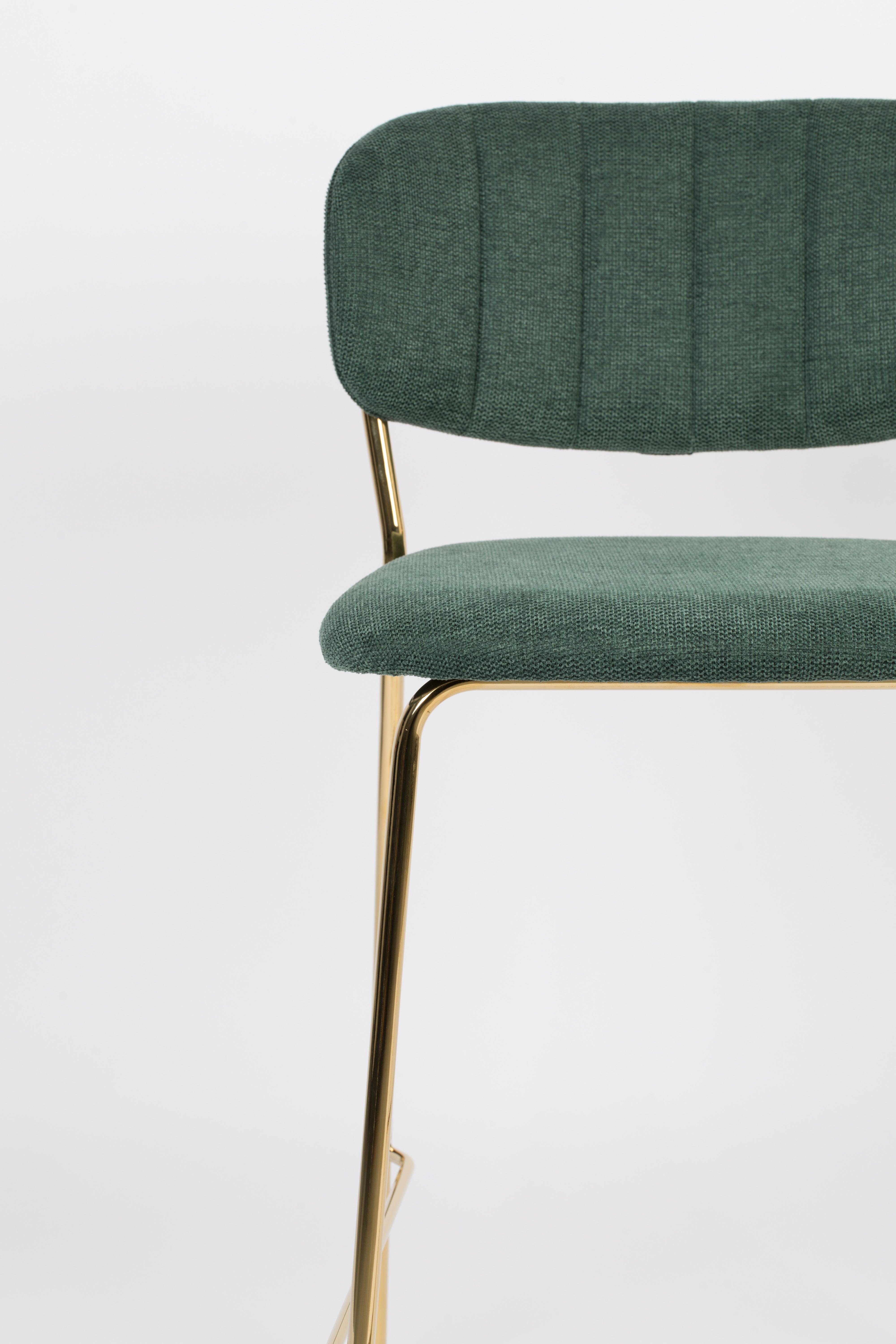 Bar chair Jolien Dark green with a golden base