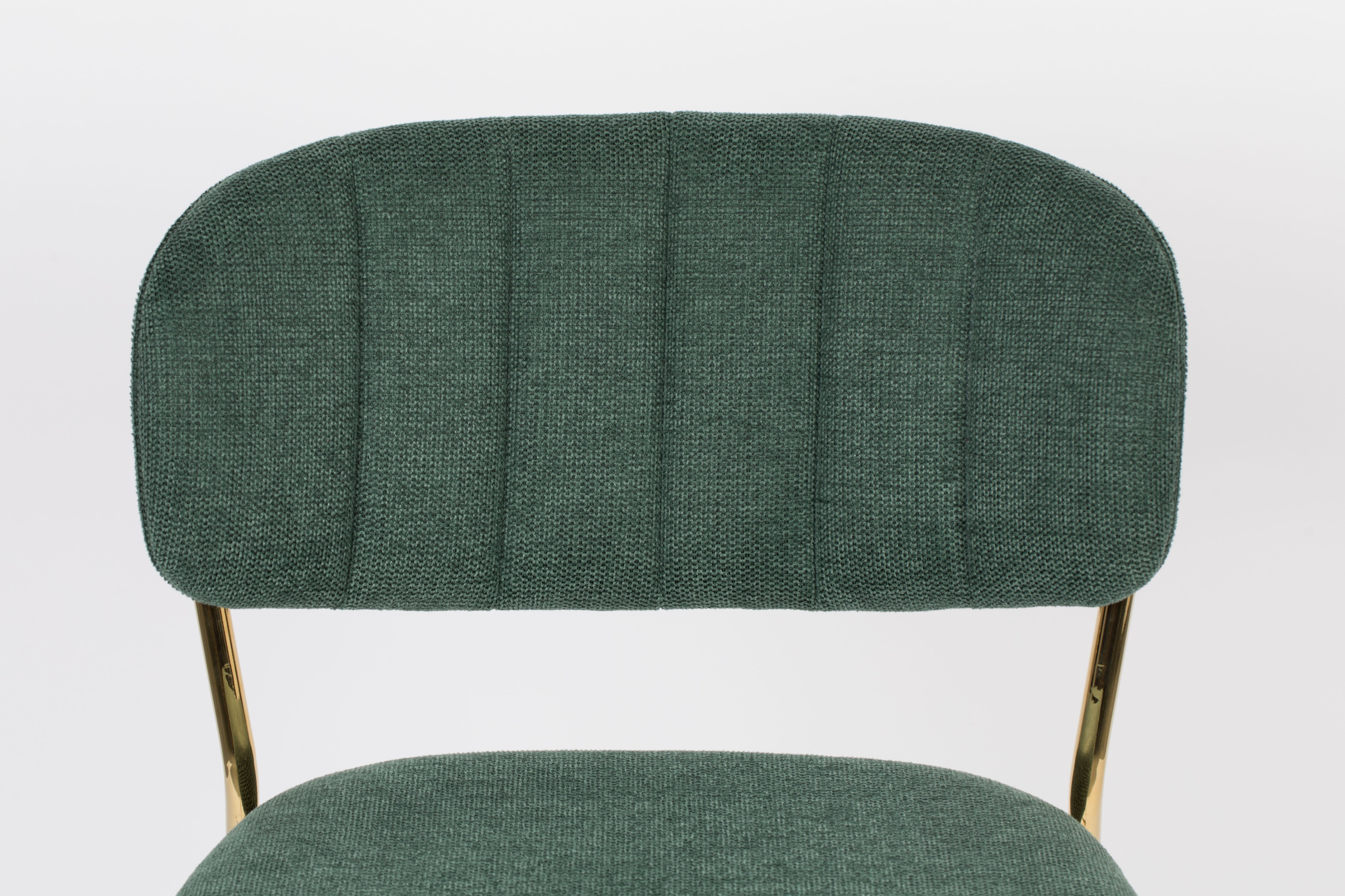 Bar chair Jolien Dark green with a golden base