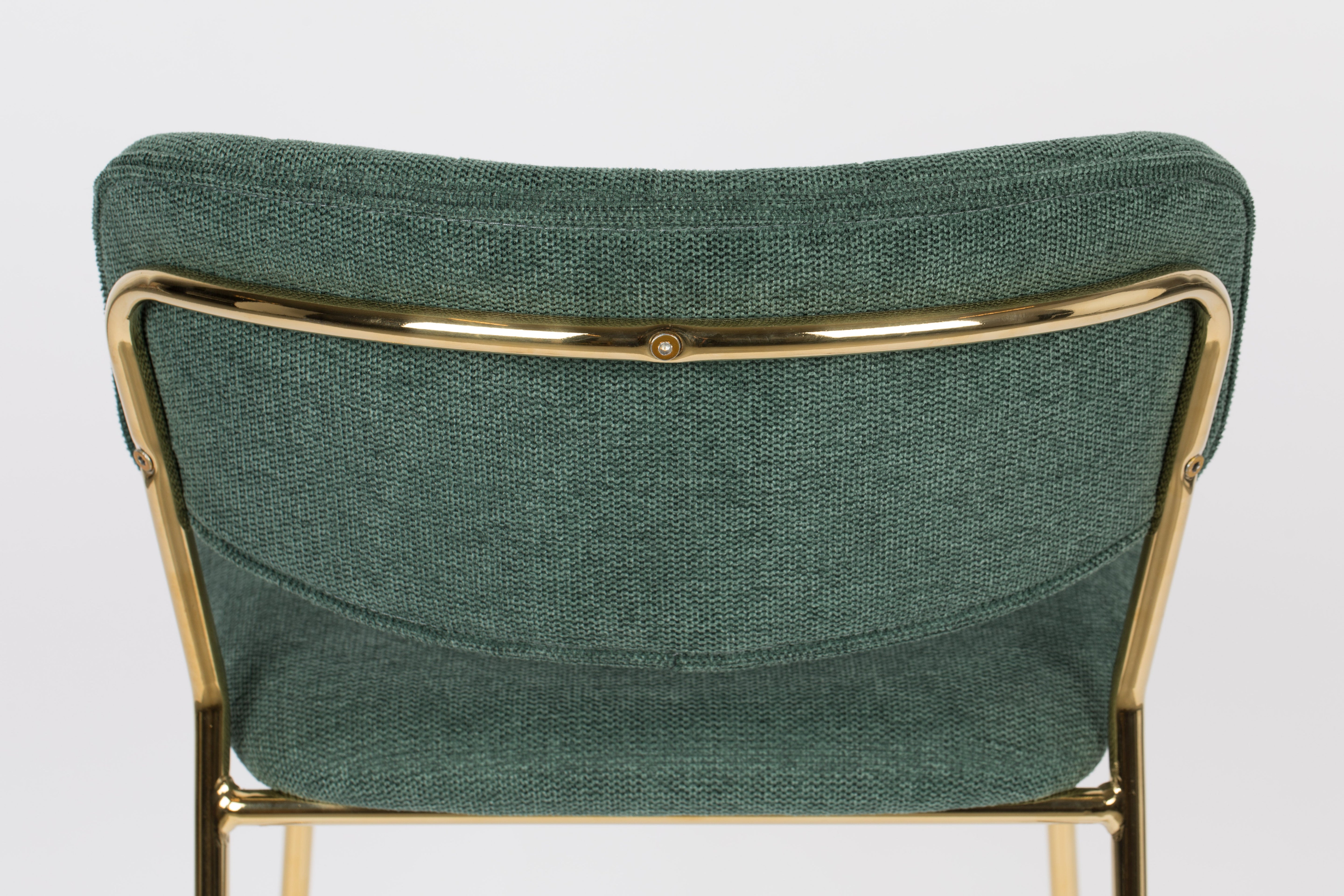 Bar chair Jolien Dark green with a golden base