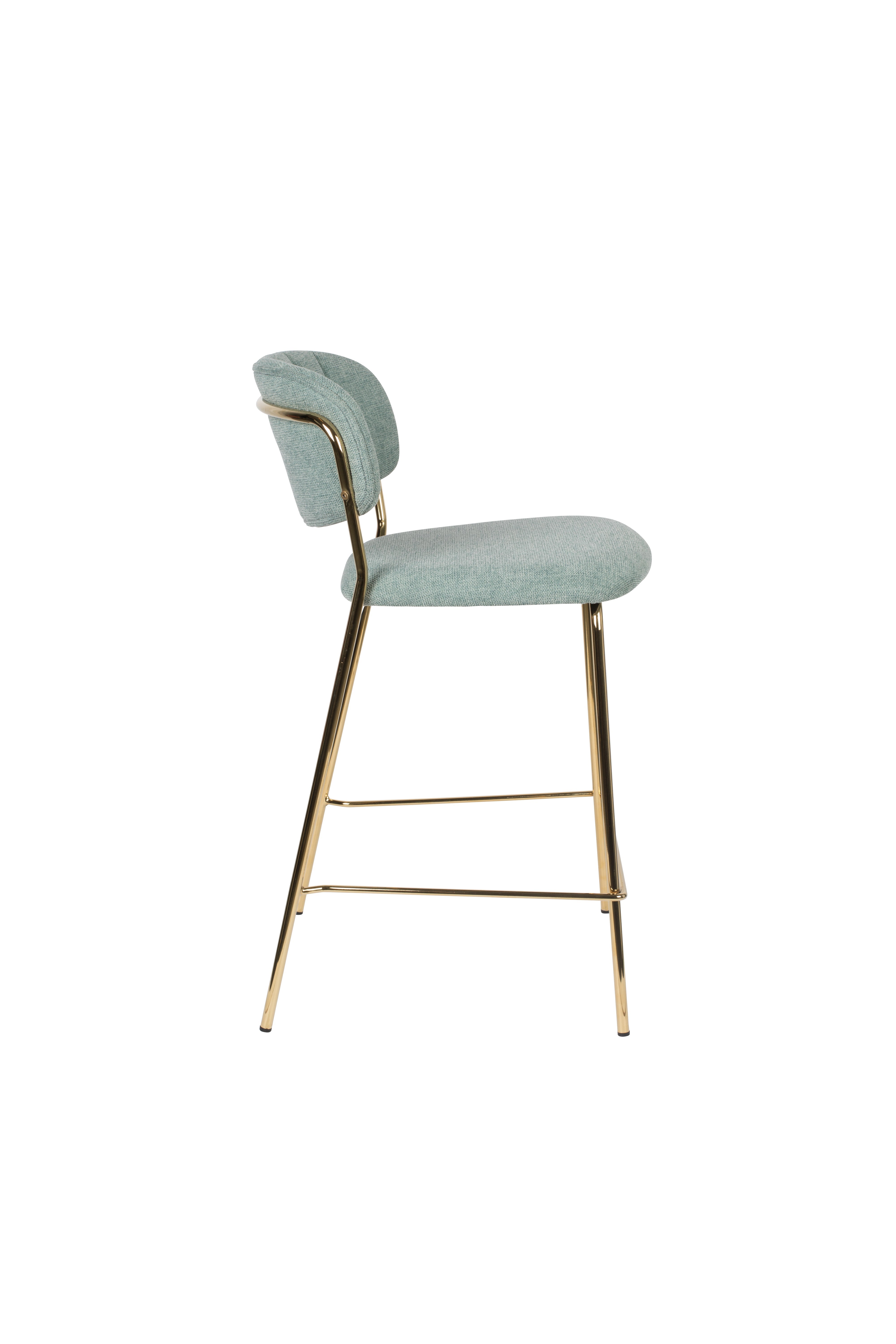 Jolien light -green bar chair with a golden base