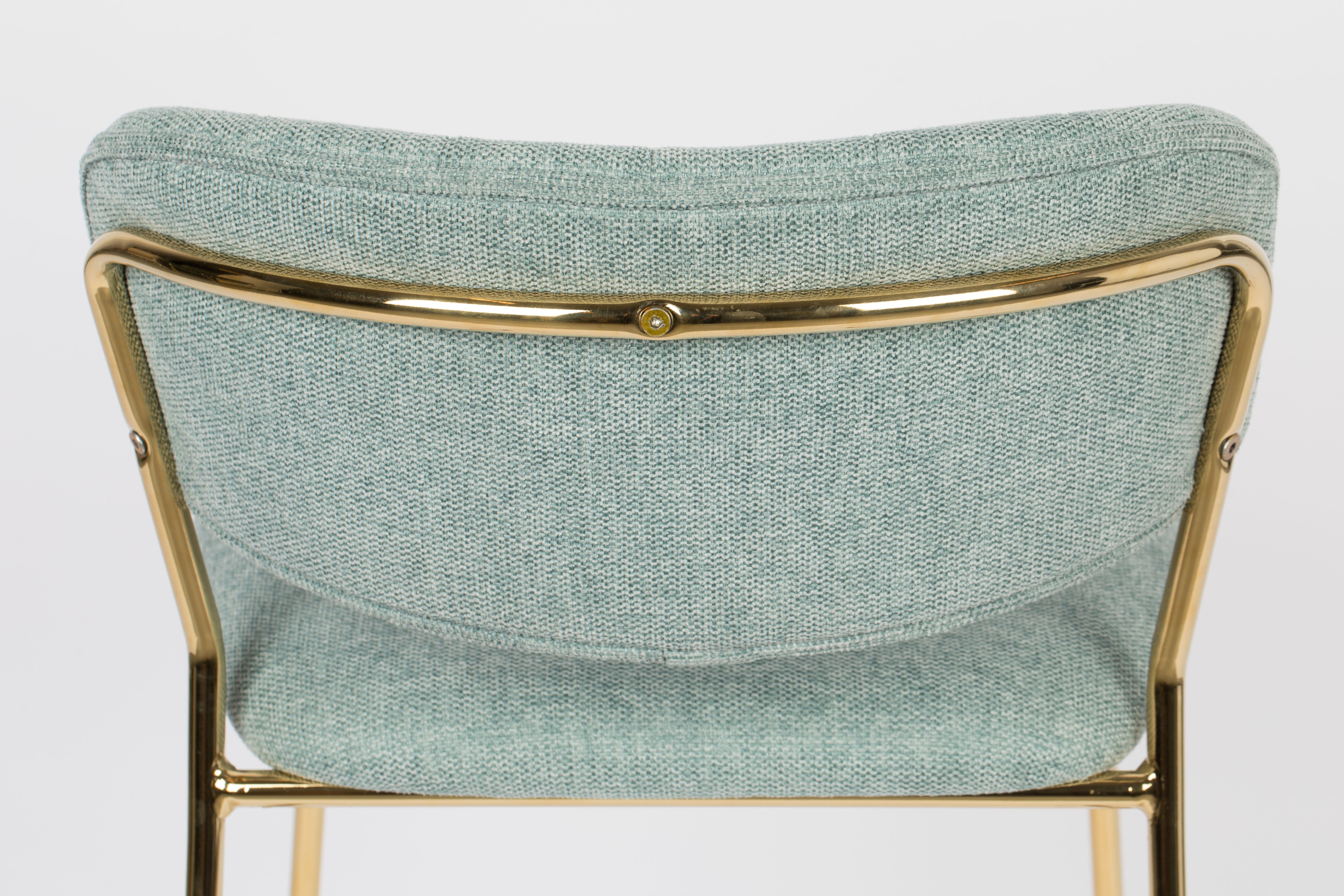 Jolien light -green bar chair with a golden base