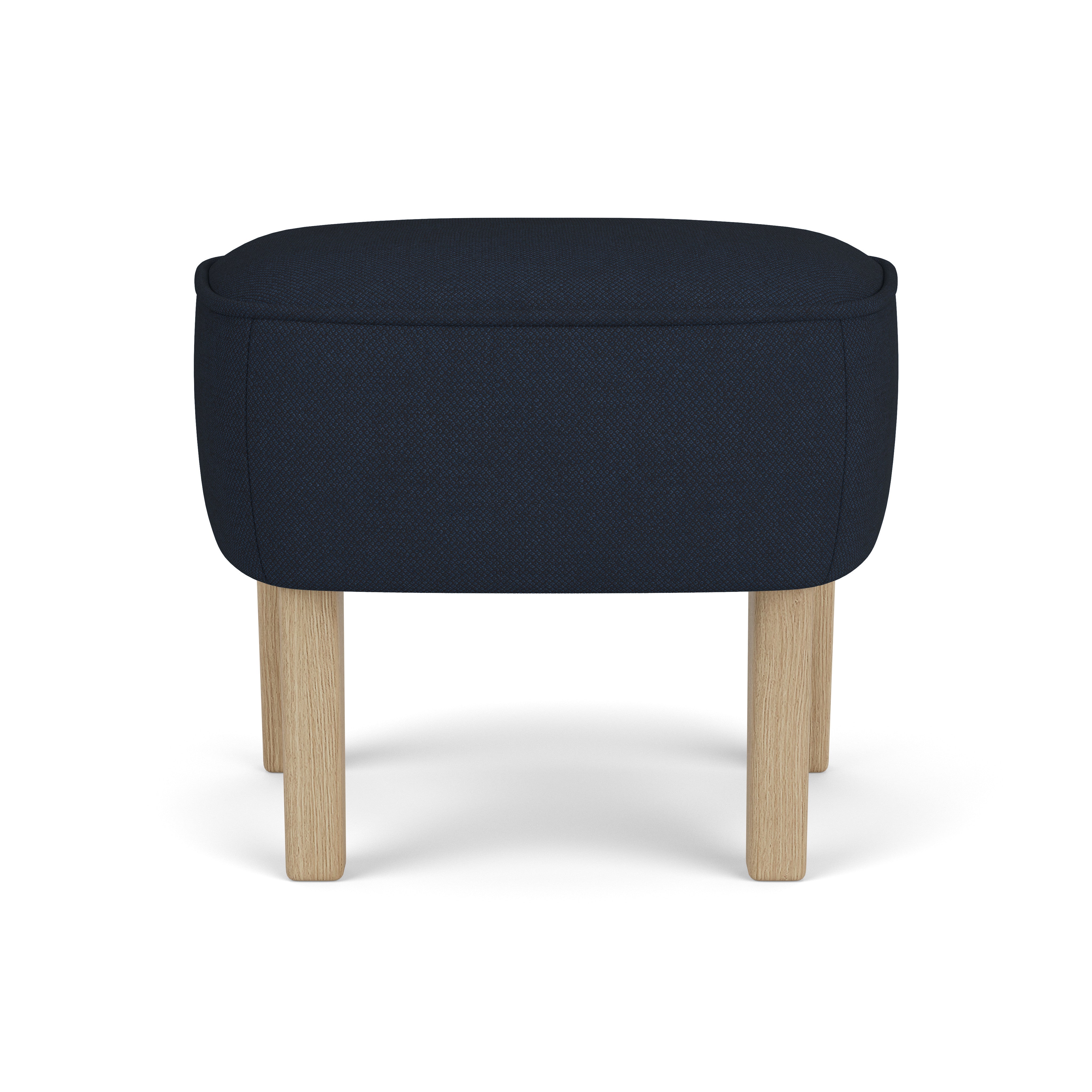 INGEBORG navy footstool with oak base [Julia]