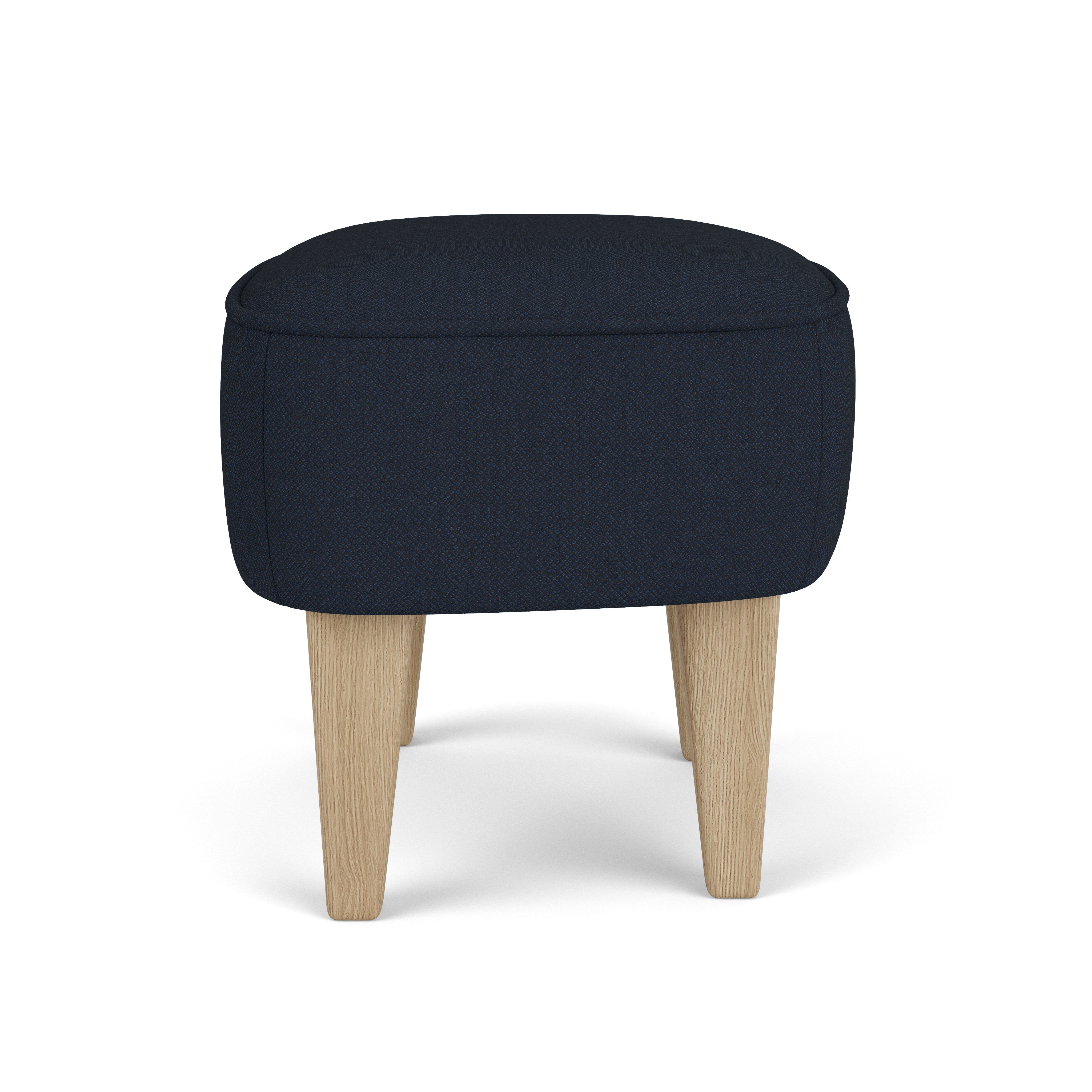 INGEBORG navy footstool with oak base [Julia]