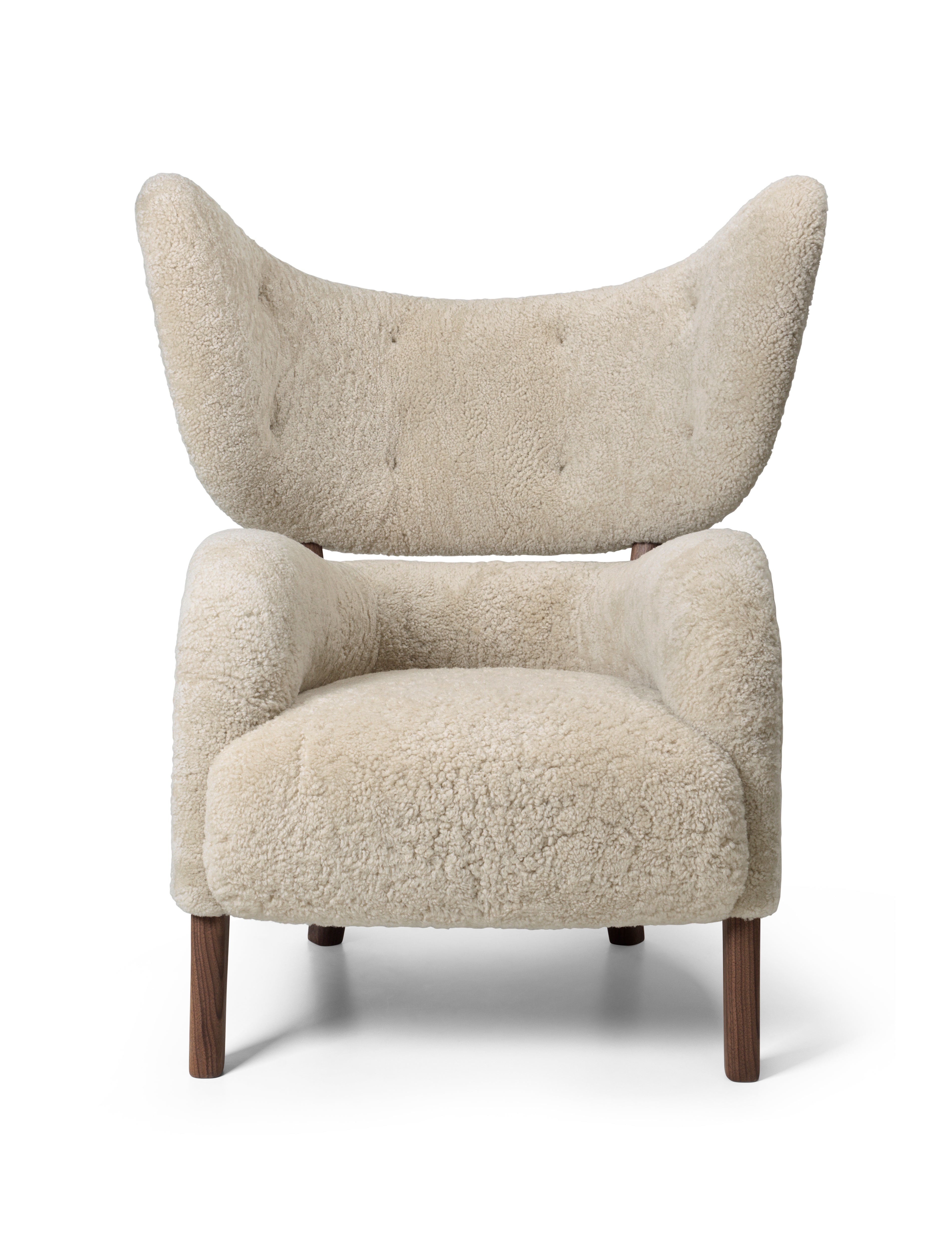 Fotel MY OWN CHAIR skóra owcza z orzechową podstawą