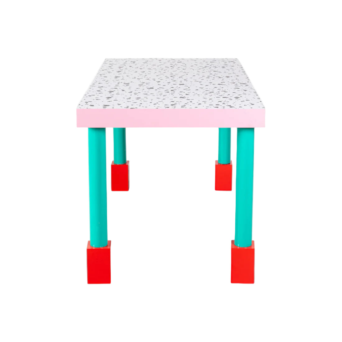 SUPERTABLE TERRAZZO pink with turquoise