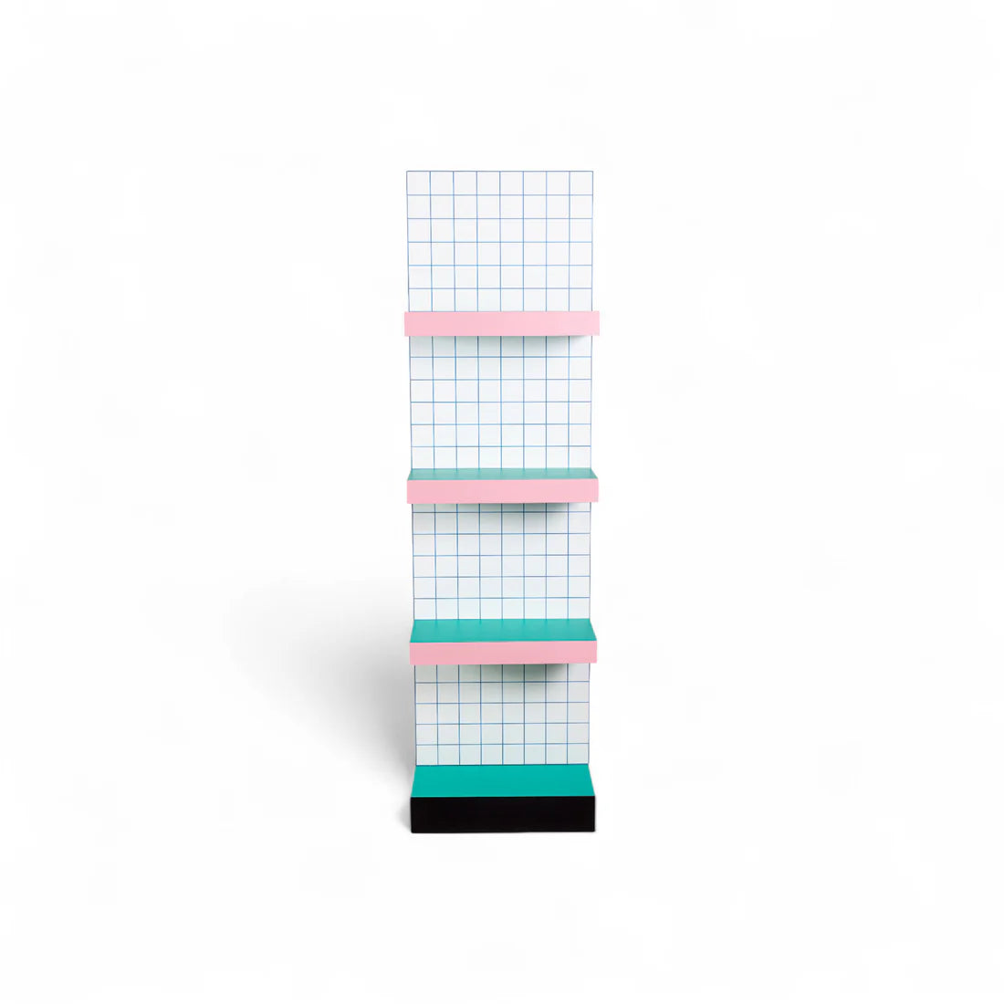 SUPERSHELF BLUE GRID white with pink and green