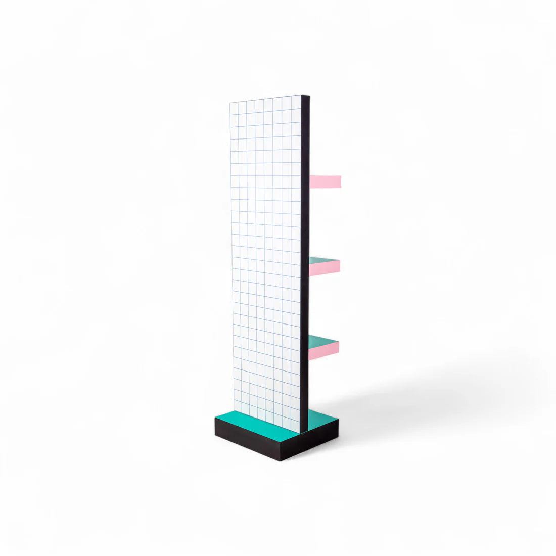 SUPERSHELF BLUE GRID white with pink and green